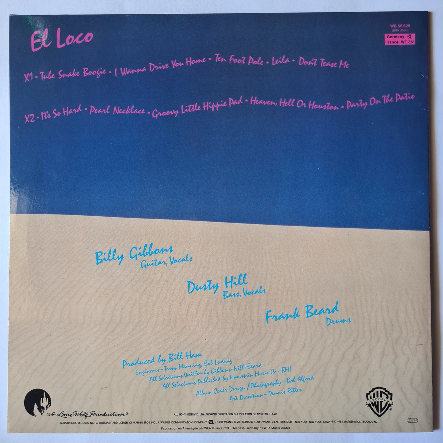 ZZ Top – El Loco - 1981 (European Pressing) - Vinyl Record LP (near mint)