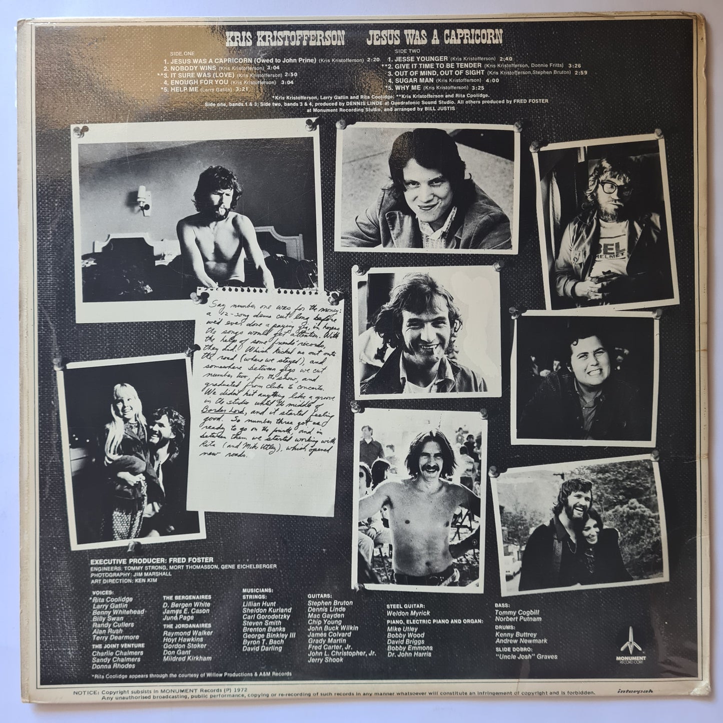 Kris Kristofferson – Jesus Was A Capricorn - 1972 - Vinyl Record LP (RARE South African Pressing)