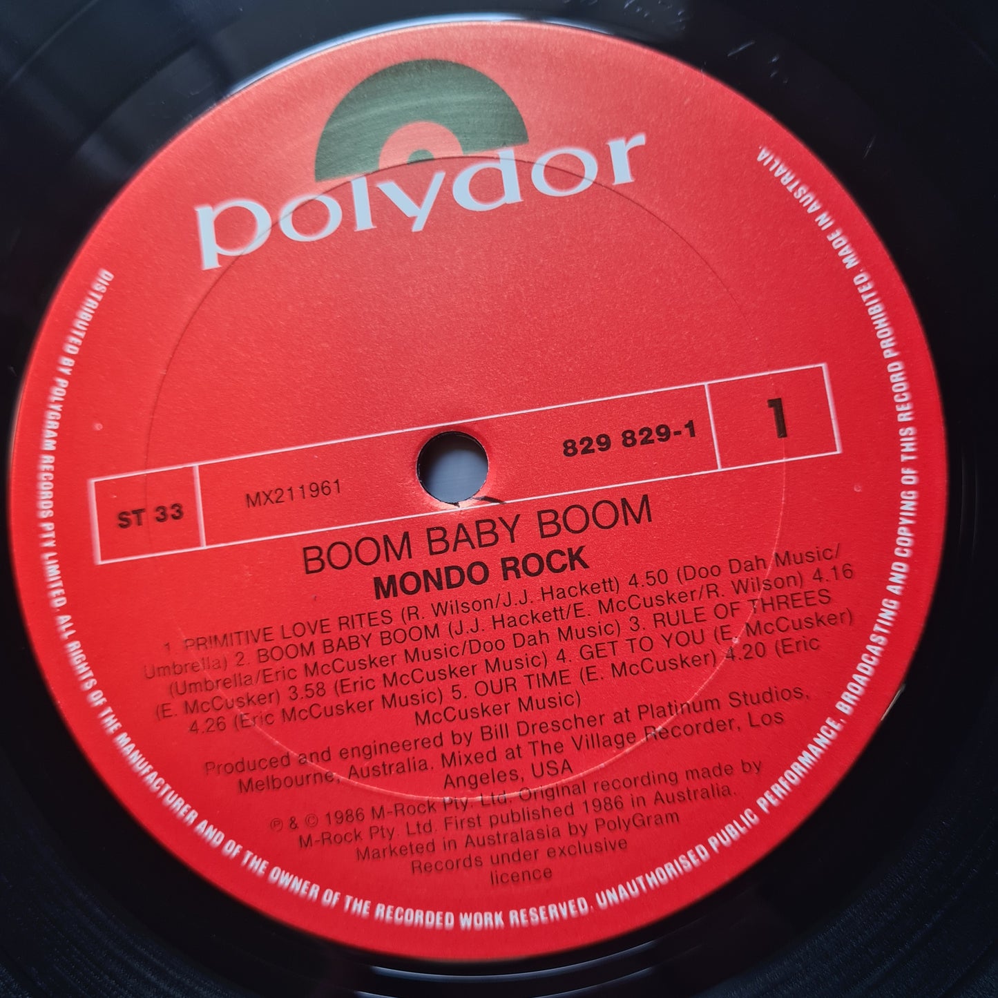 Mondo Rock – Boom Baby Boom - 1986 - Vinyl Record LP (SIGNED BY ROSS WILSON)