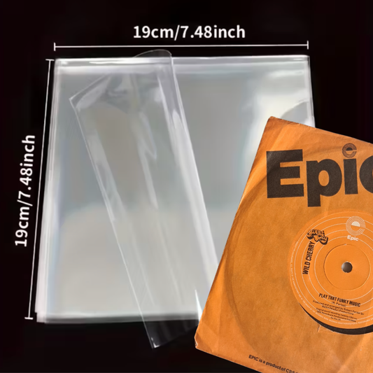 50 Pack- Glossy Crystal 7" Outer Record Sleeves for 45 Singles