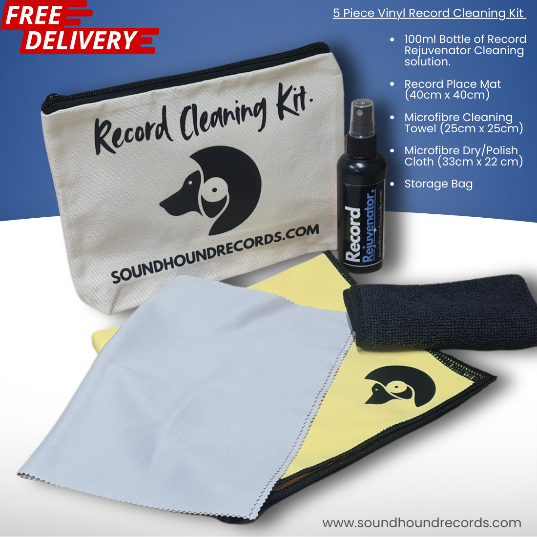 5 Piece Vinyl Record Cleaning Kit - Free Postage