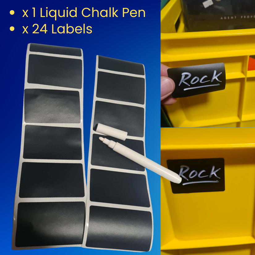 Chalkboard Record Crate Labels: 24 Stickers & Liquid Chalk Pen - FREE POSTAGE -