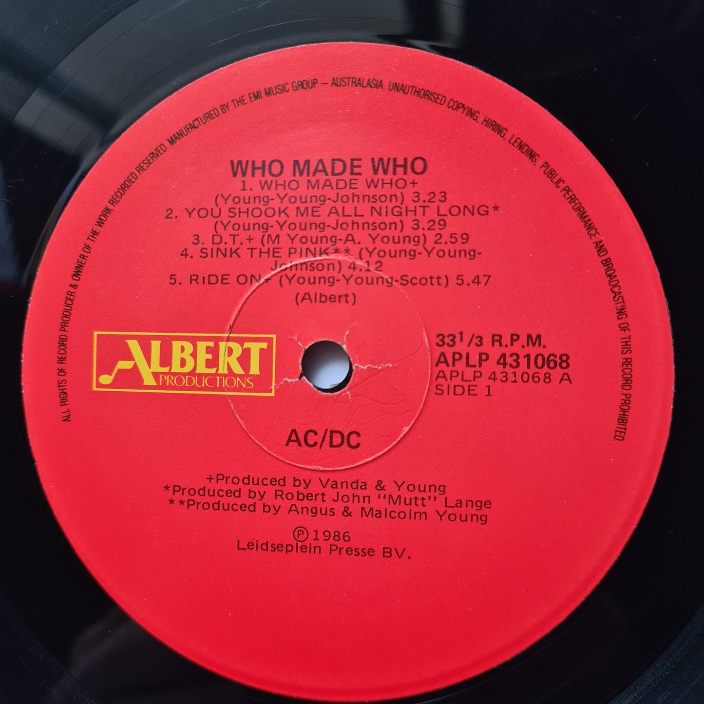 AC/DC – Who Made Who: Official Soundtrack from Maximum Overdrive - 1986 Vinyl Record LP - Sound Hound Records