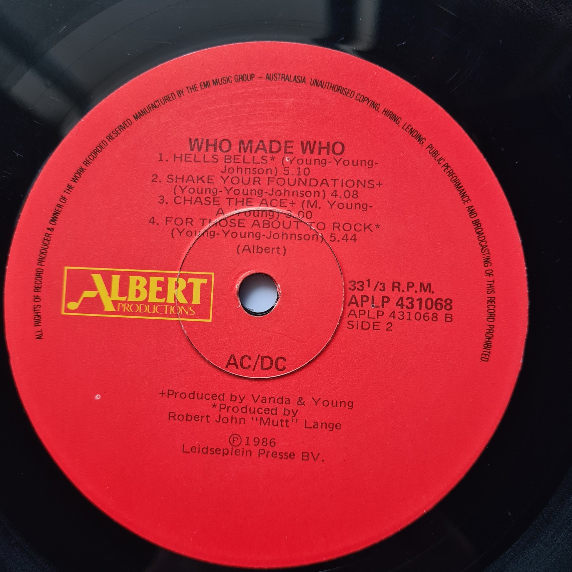 AC/DC – Who Made Who: Official Soundtrack from Maximum Overdrive - 1986 Vinyl Record LP - Sound Hound Records