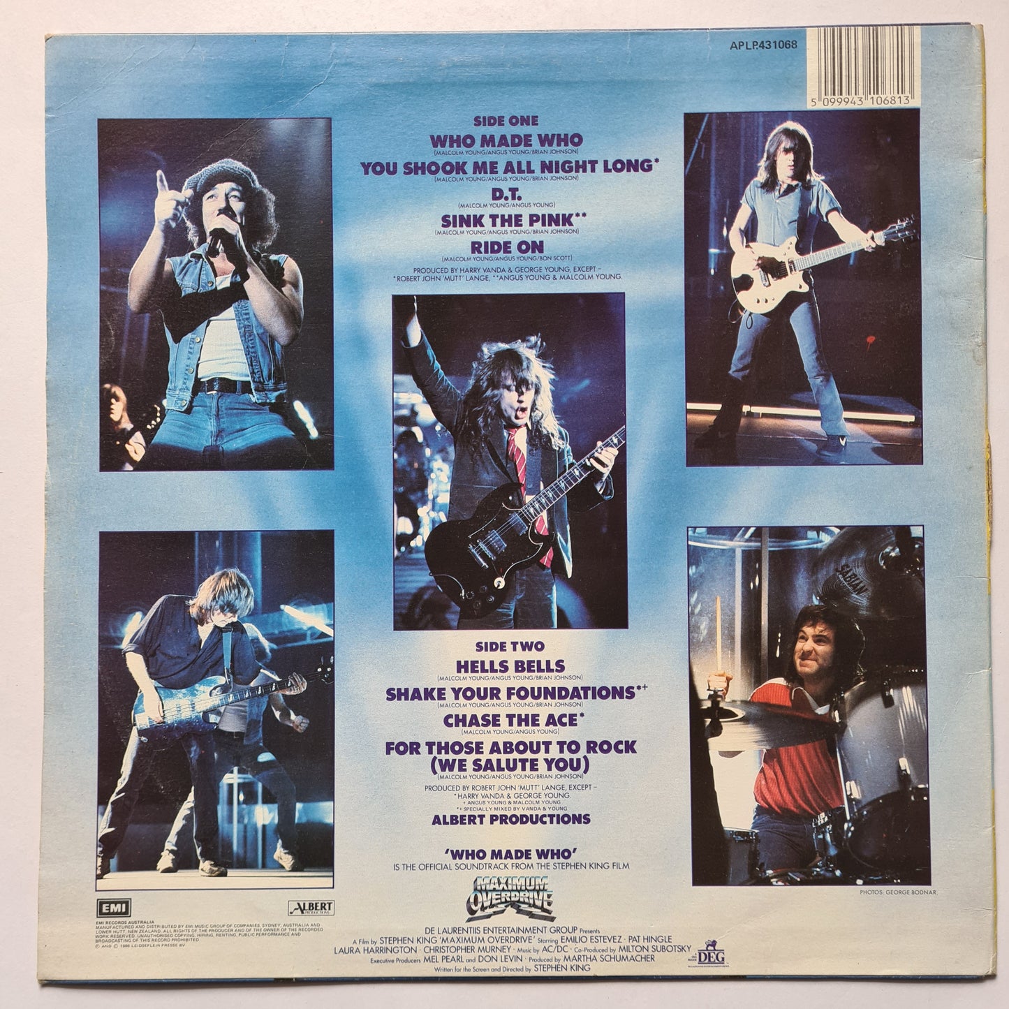 AC/DC – Who Made Who: Official Soundtrack from Maximum Overdrive - 1986 Vinyl Record LP - Sound Hound Records