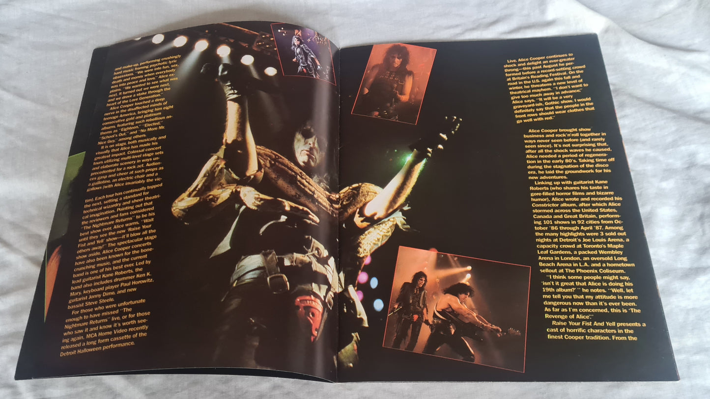 ALICE COOPER- 1987 RAISE YOUR FIST AND YELL TOUR - TOUR BOOK- PROGRAM - Sound Hound Records