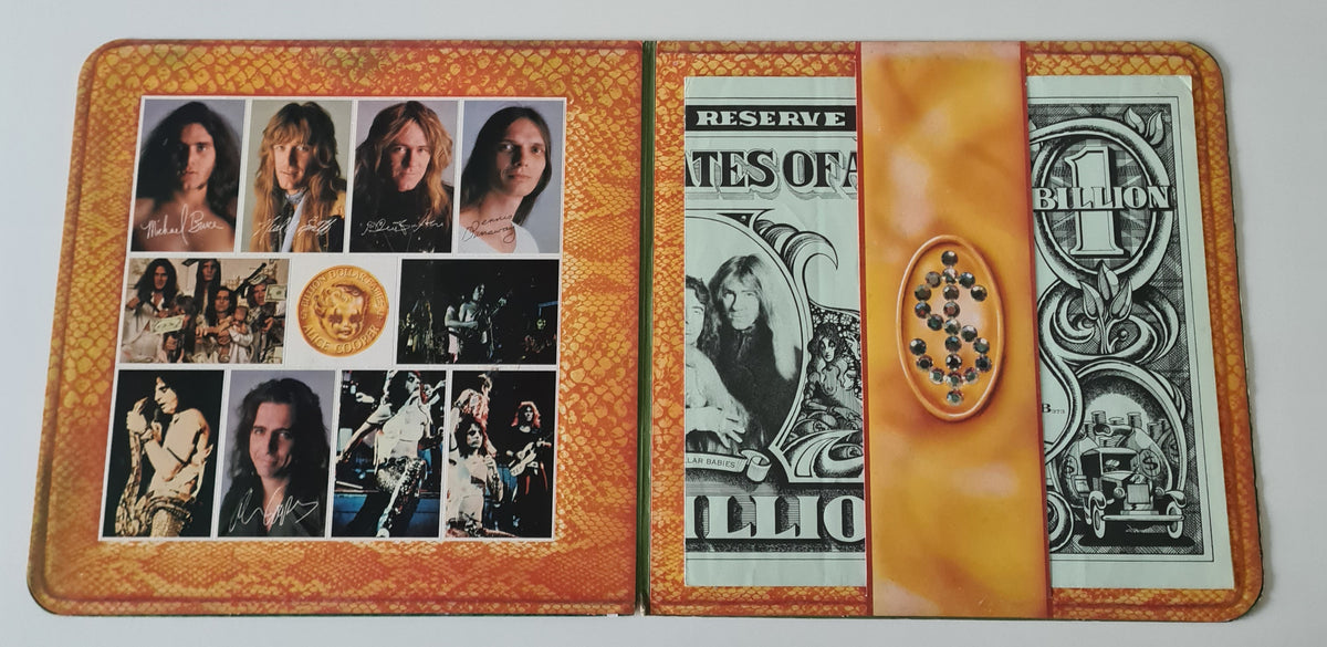 Alice Cooper – Billion Dollar Babies (with Billion Dollar Note Poster) - 1973 (1975 USA Pressing) - Vinyl Record LP - Sound Hound Records