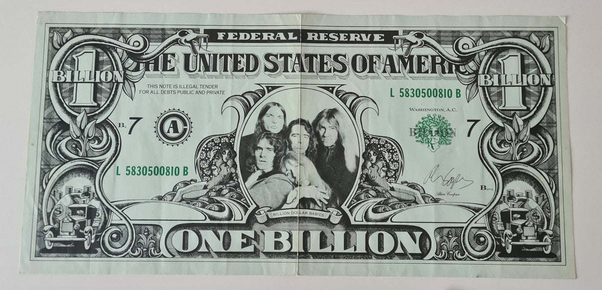 Alice Cooper – Billion Dollar Babies (with Billion Dollar Note Poster) - 1973 (1975 USA Pressing) - Vinyl Record LP - Sound Hound Records