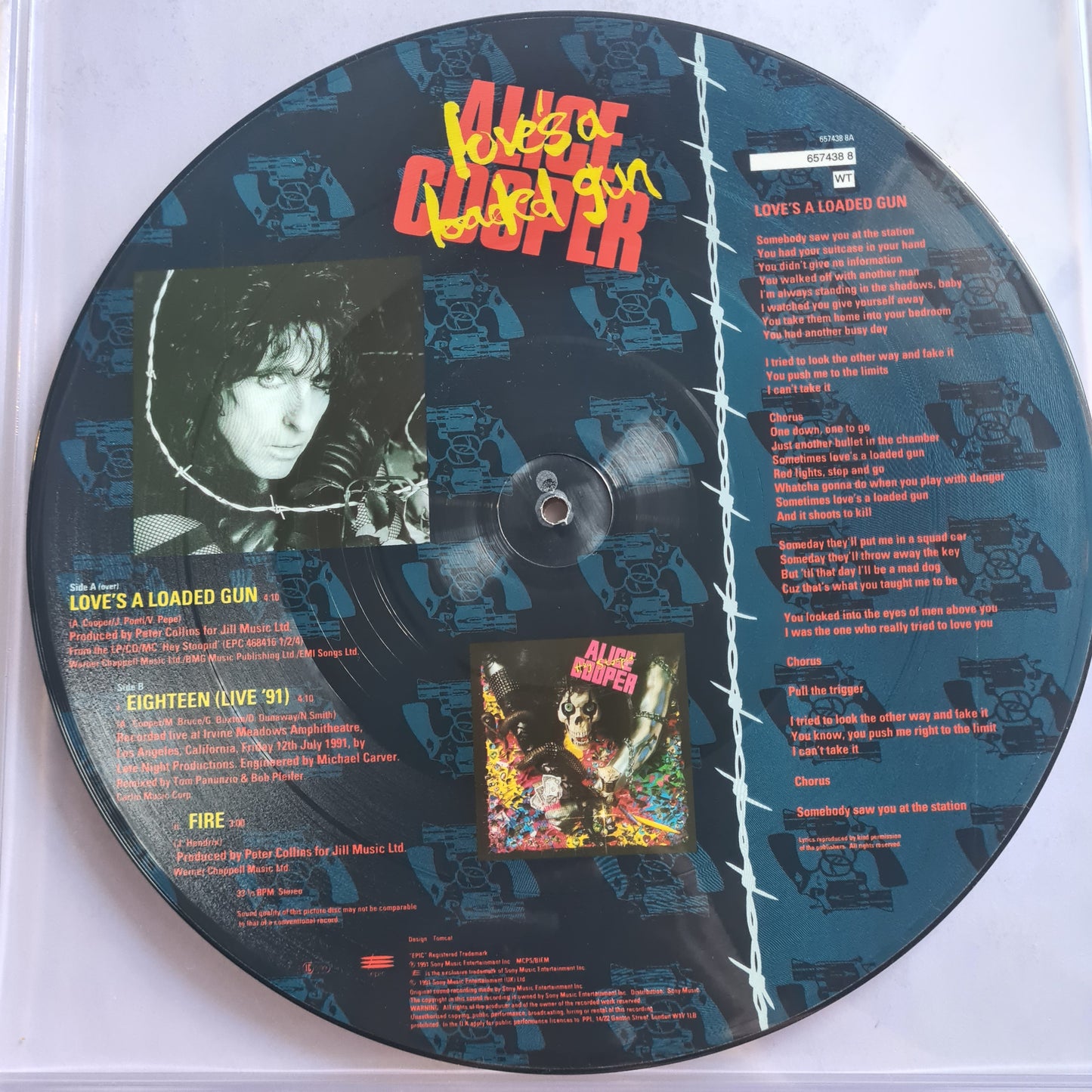 Alice Cooper – Love's A Loaded Gun - 1991 - Vinyl Record 12" Single - Picture Disc - Sound Hound Records
