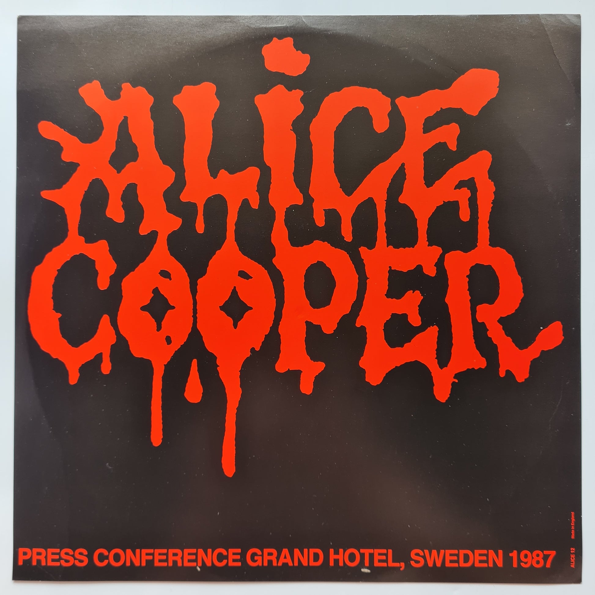 Alice Cooper – Press Conference Grand Hotel, Sweden 1987 - 1987 - Limited Edition: Red Vinyl Record LP - Sound Hound Records