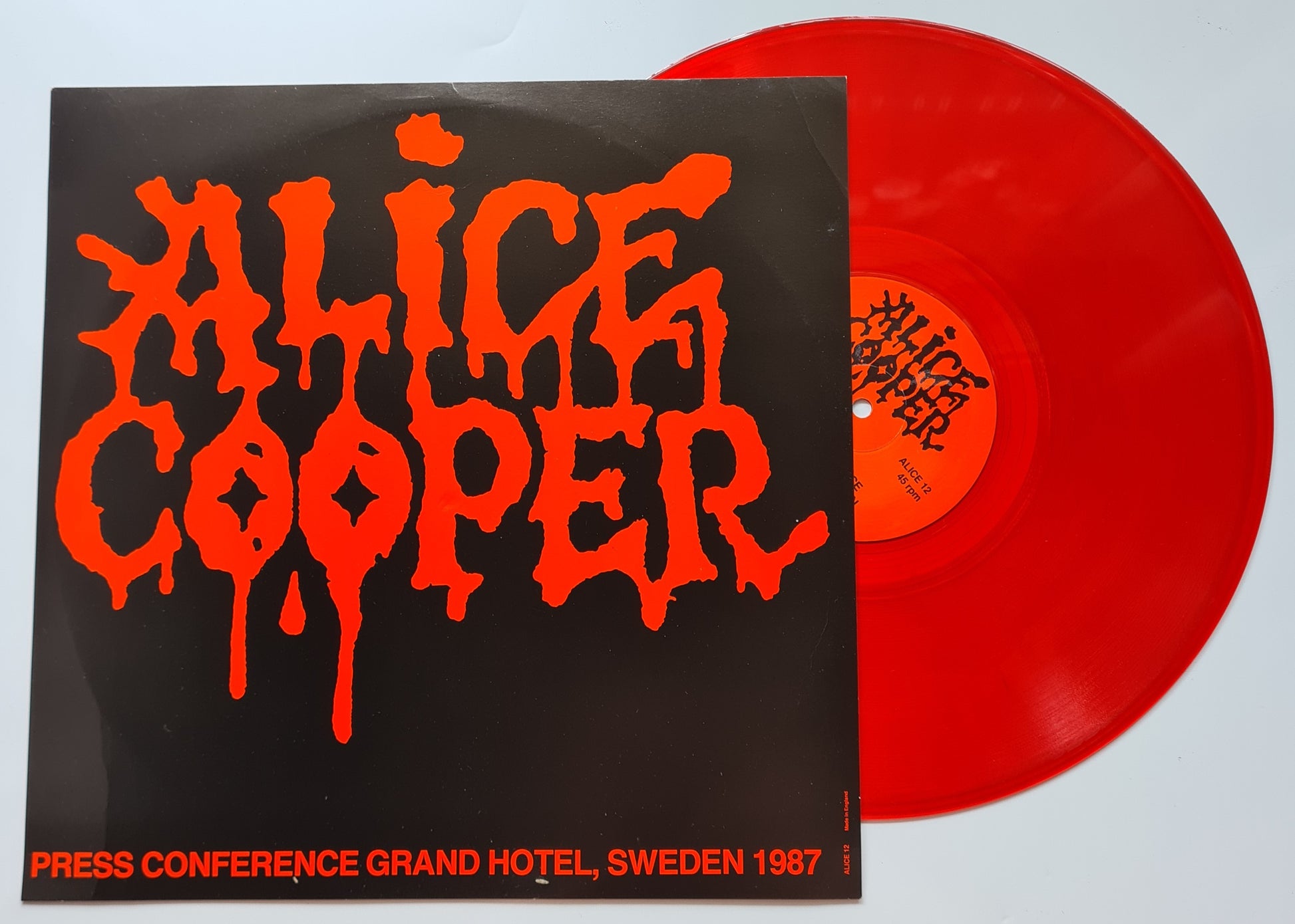 Alice Cooper – Press Conference Grand Hotel, Sweden 1987 - 1987 - Limited Edition: Red Vinyl Record LP - Sound Hound Records