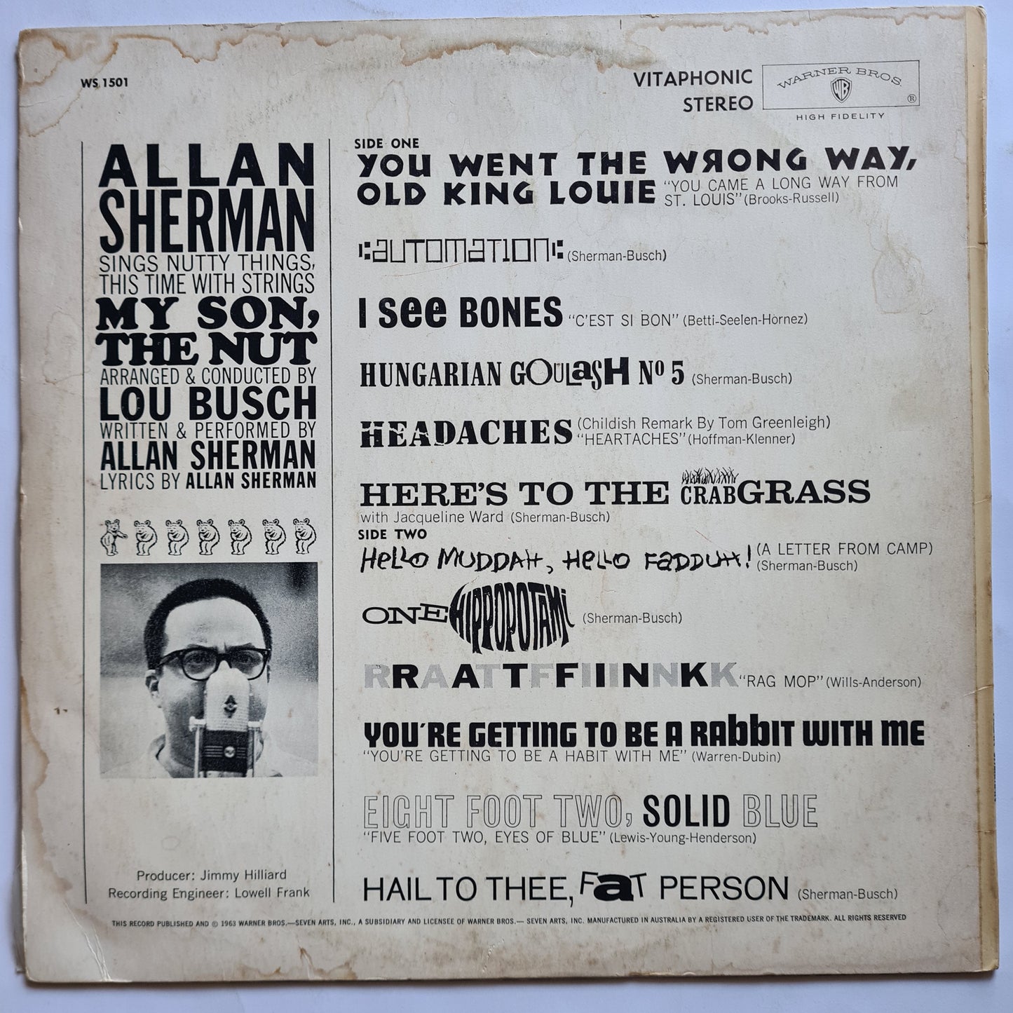 Allan Sherman - My Son, The Nut - 1963 (Australian repress) - Vinyl Record LP - Sound Hound Records