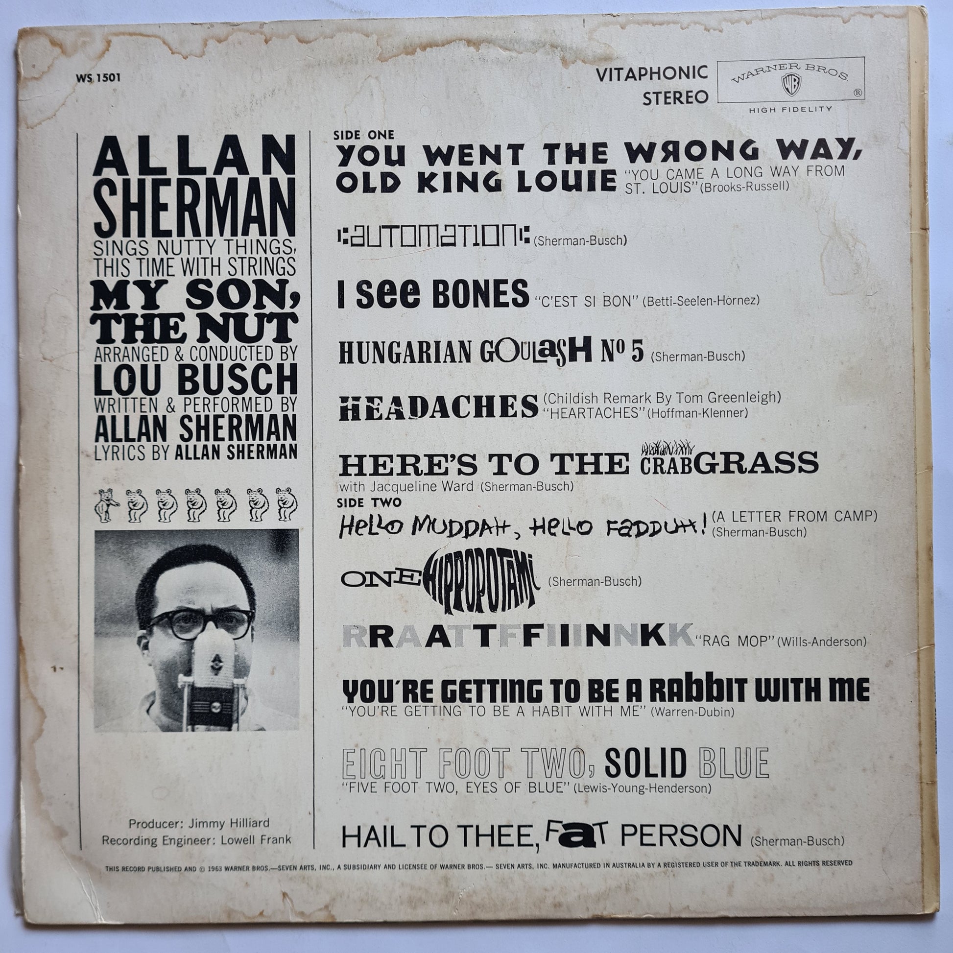 Allan Sherman - My Son, The Nut - 1963 (Australian repress) - Vinyl Record LP - Sound Hound Records