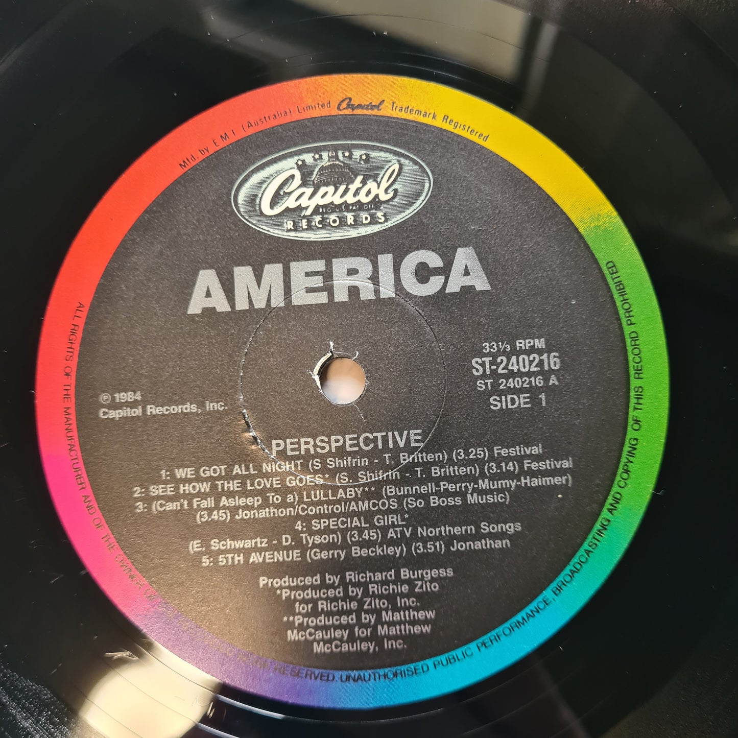 America – Perspective - 1984 - Vinyl Record LP - Sound Hound Records
