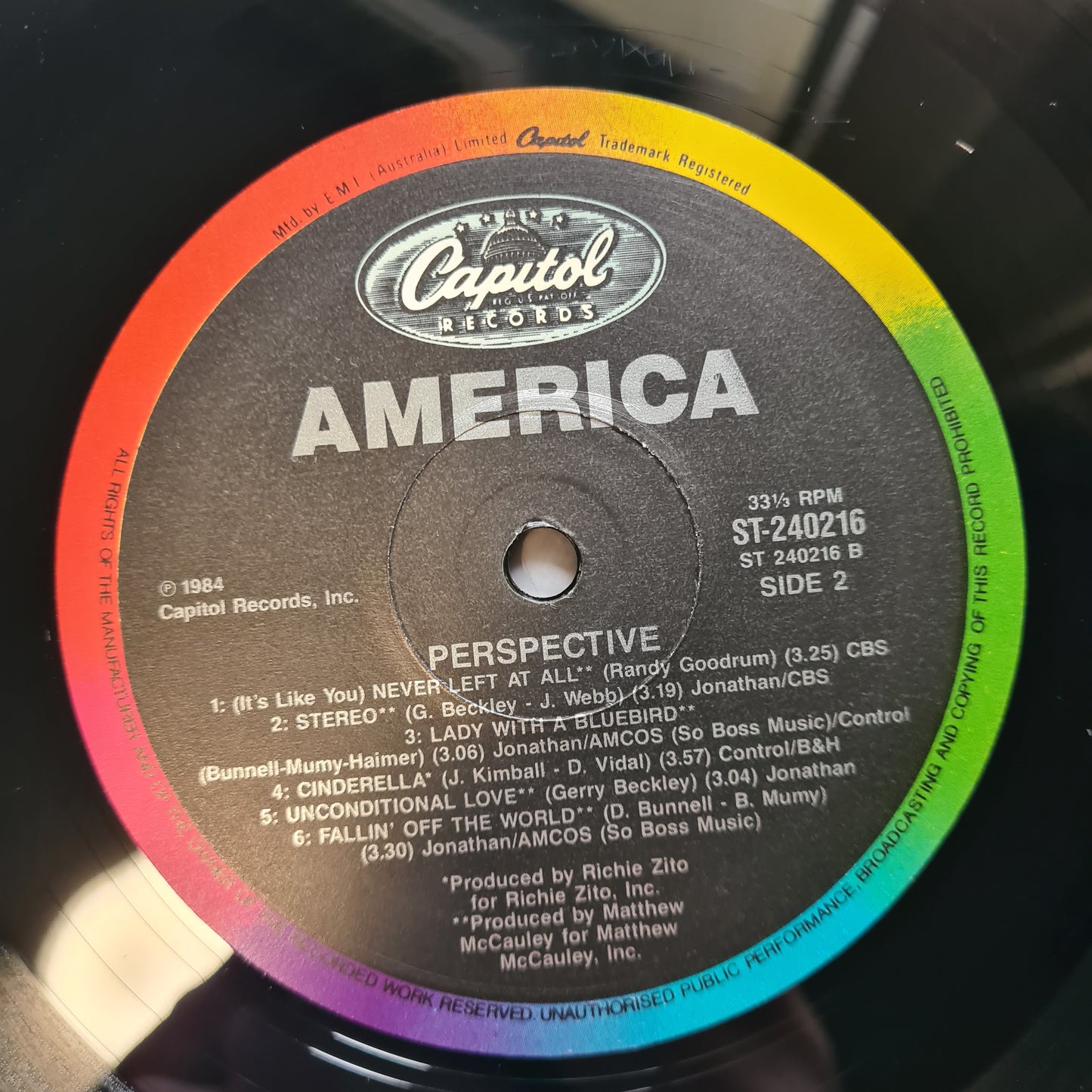America – Perspective - 1984 - Vinyl Record LP - Sound Hound Records