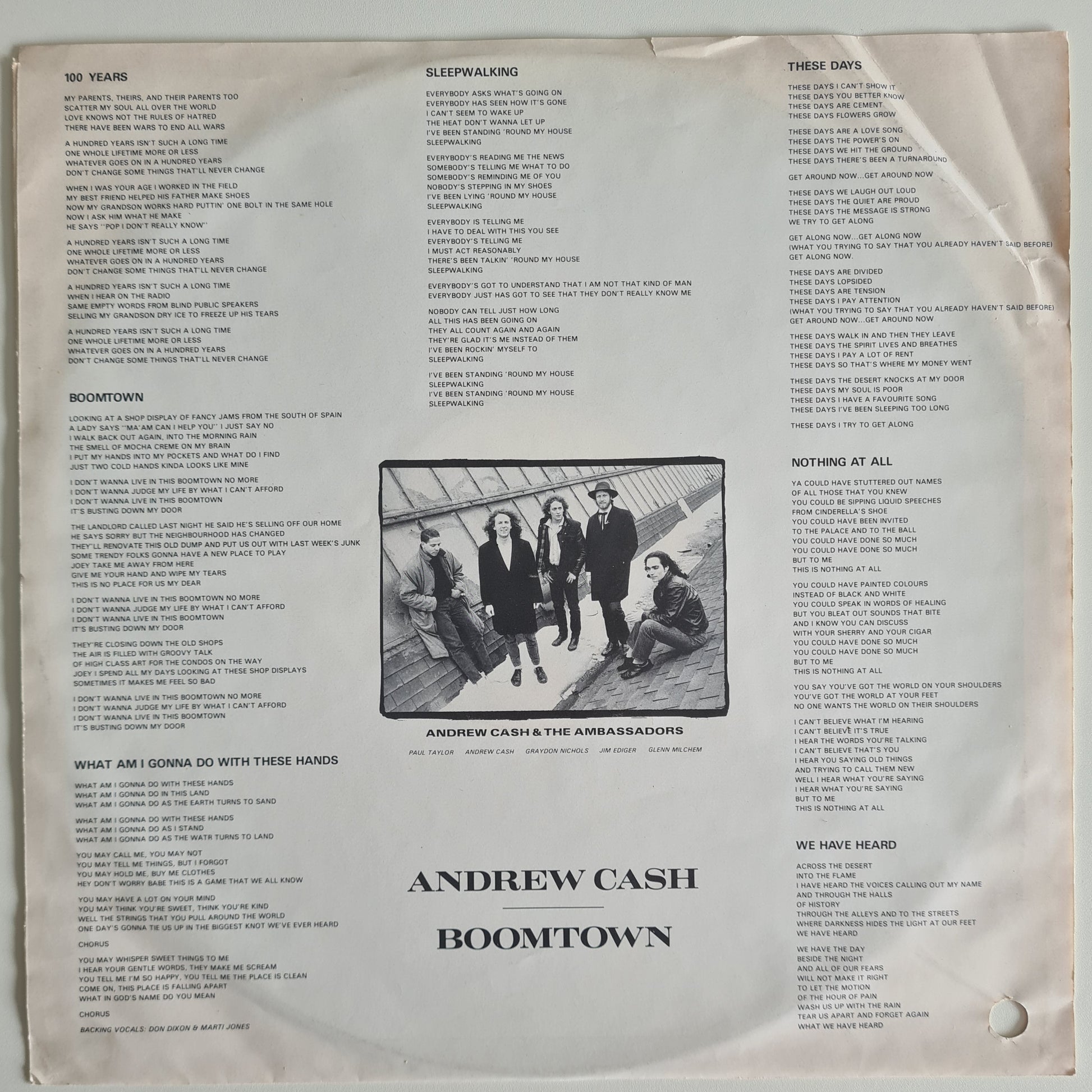 Andrew Cash – Boomtown - 1989 - Vinyl Record LP - Sound Hound Records