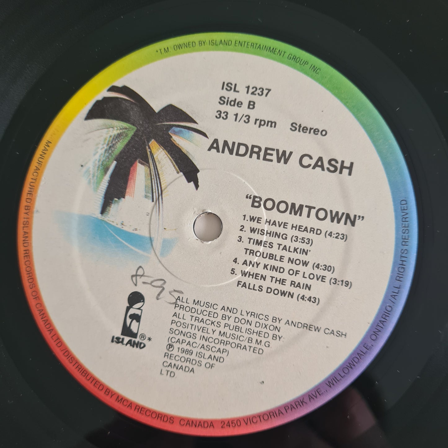 Andrew Cash – Boomtown - 1989 - Vinyl Record LP - Sound Hound Records