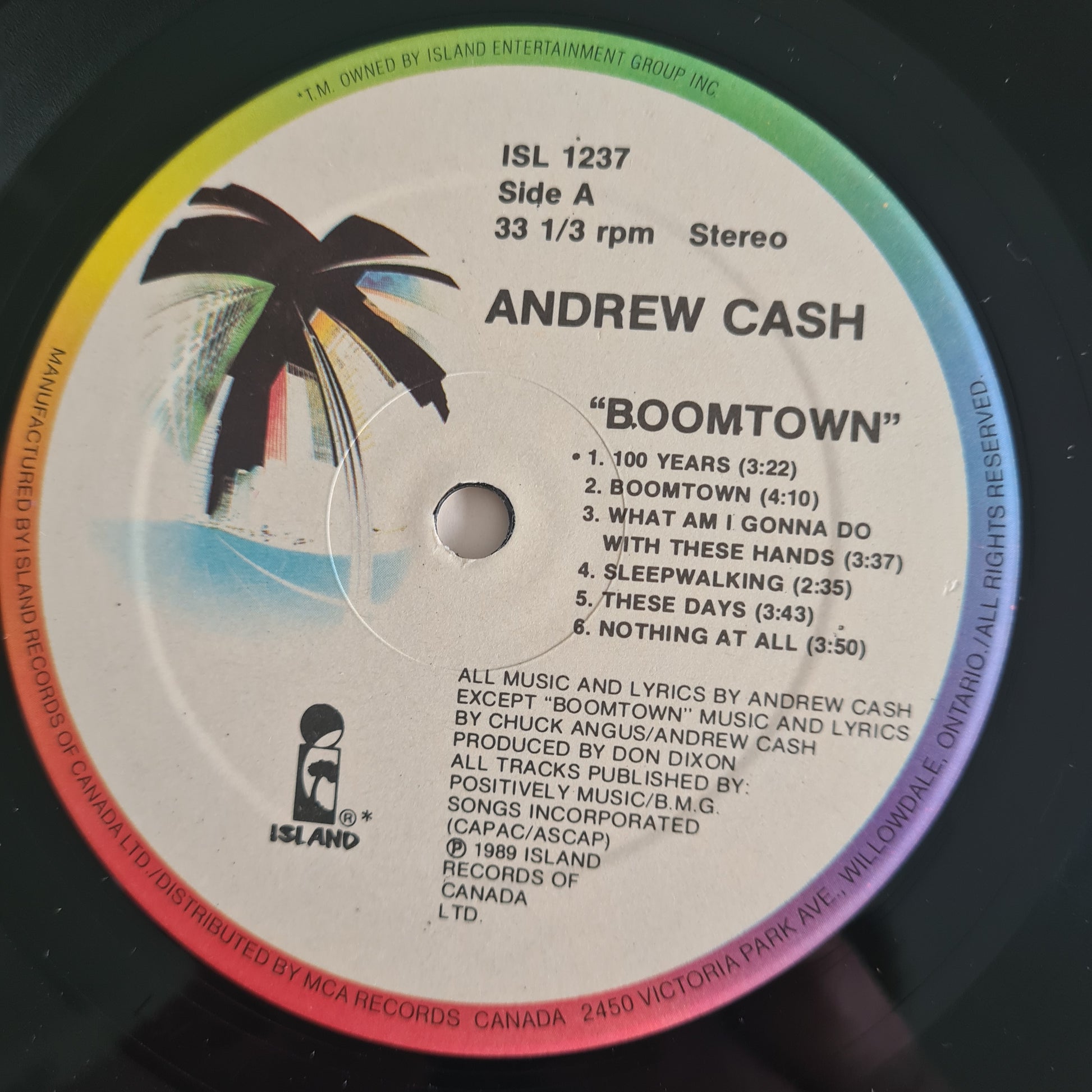 Andrew Cash – Boomtown - 1989 - Vinyl Record LP - Sound Hound Records