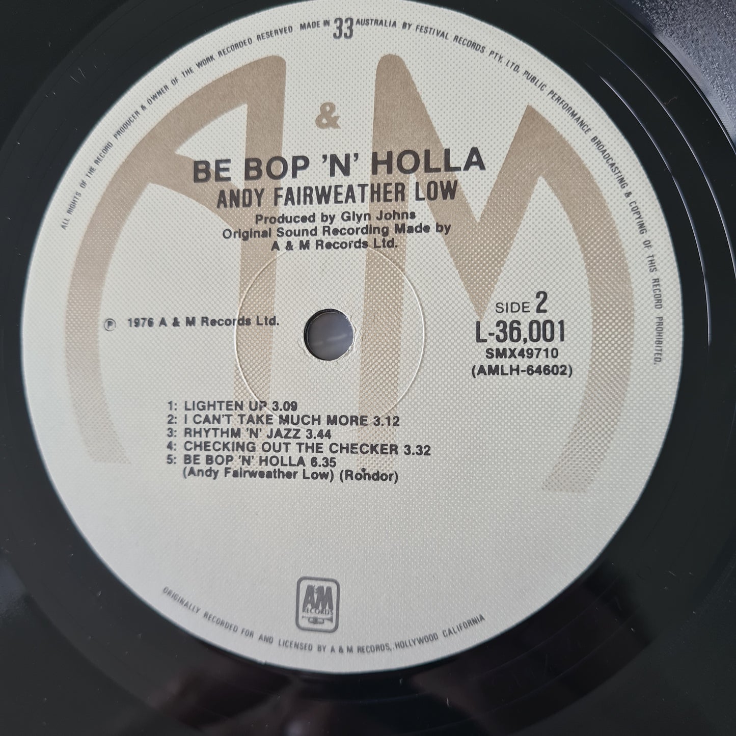 Andy Fairweather Low – Be Bop 'N' Holla - 1976 - Vinyl Record LP - Sound Hound Records