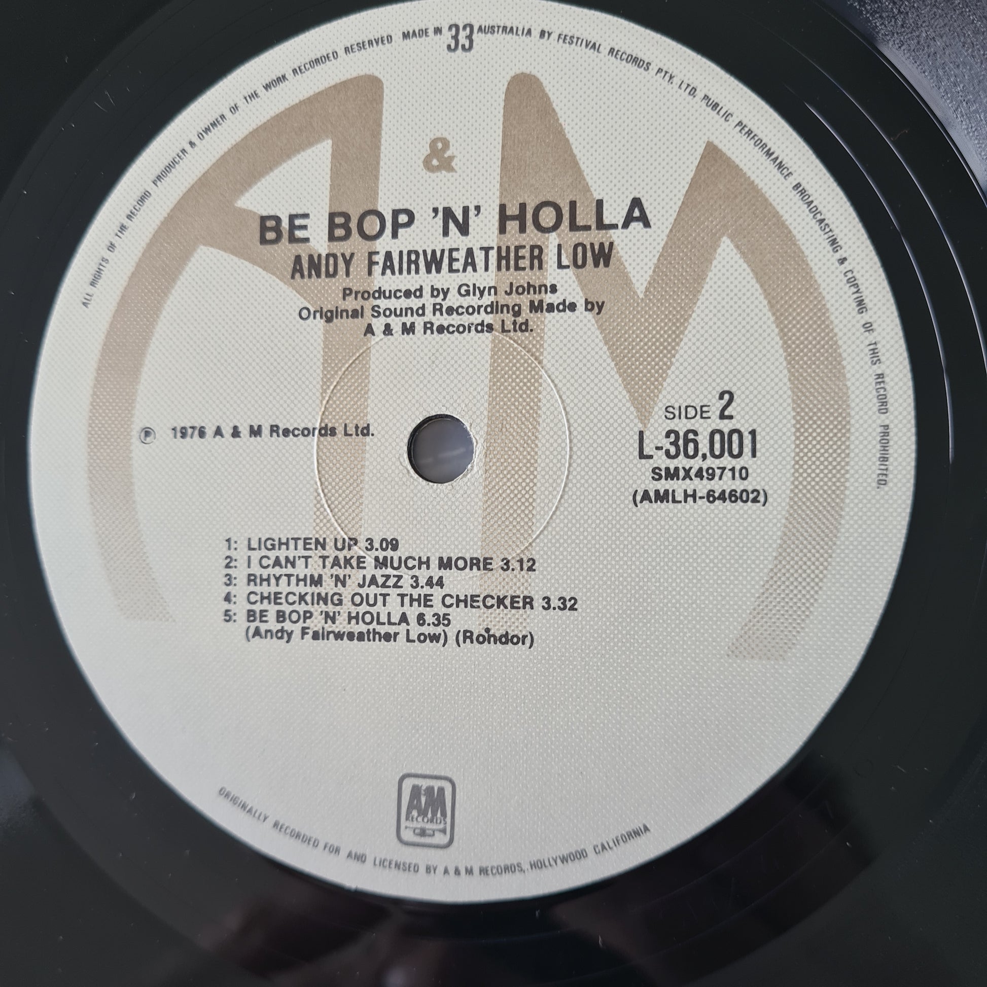 Andy Fairweather Low – Be Bop 'N' Holla - 1976 - Vinyl Record LP - Sound Hound Records