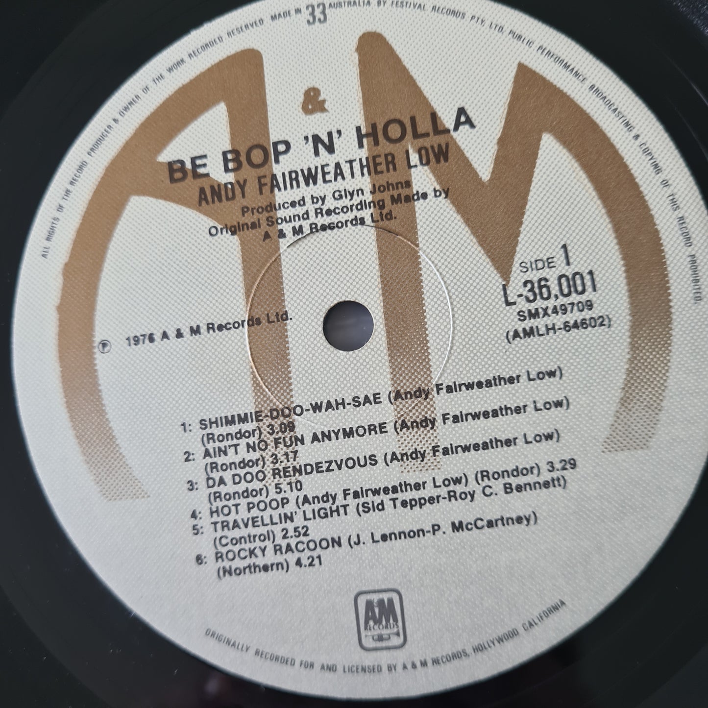 Andy Fairweather Low – Be Bop 'N' Holla - 1976 - Vinyl Record LP - Sound Hound Records