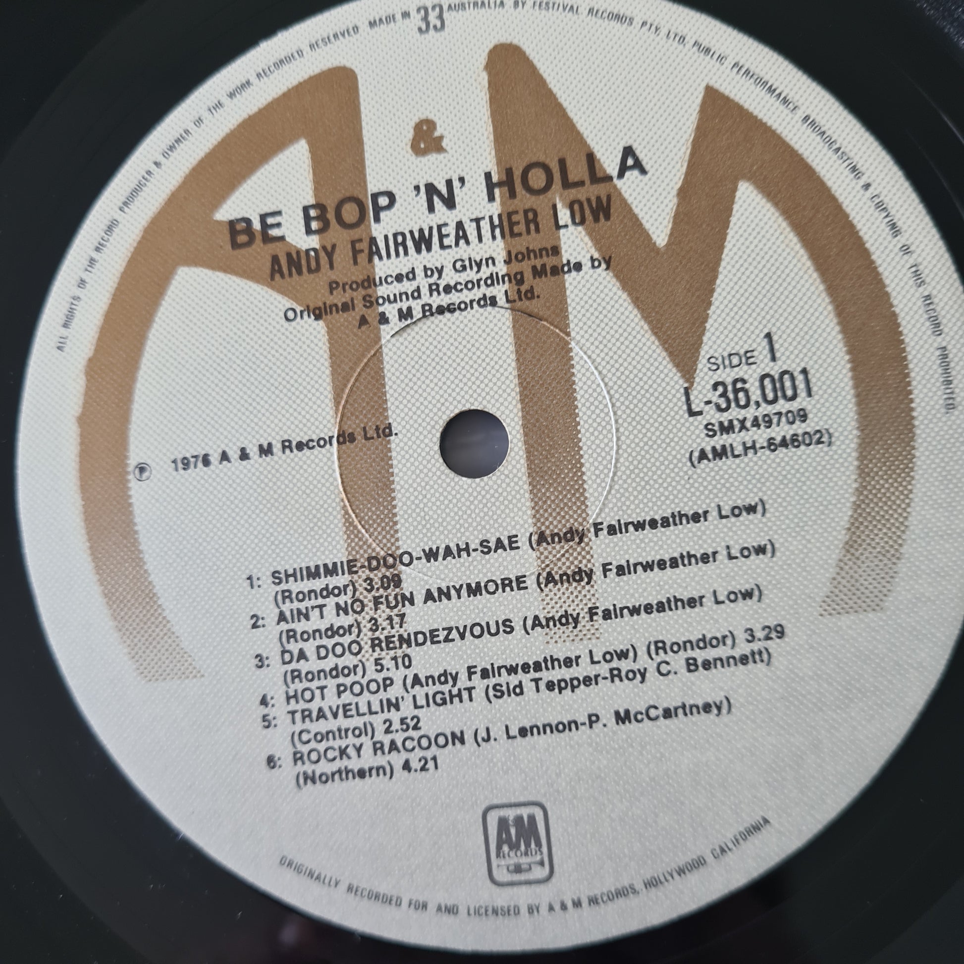 Andy Fairweather Low – Be Bop 'N' Holla - 1976 - Vinyl Record LP - Sound Hound Records