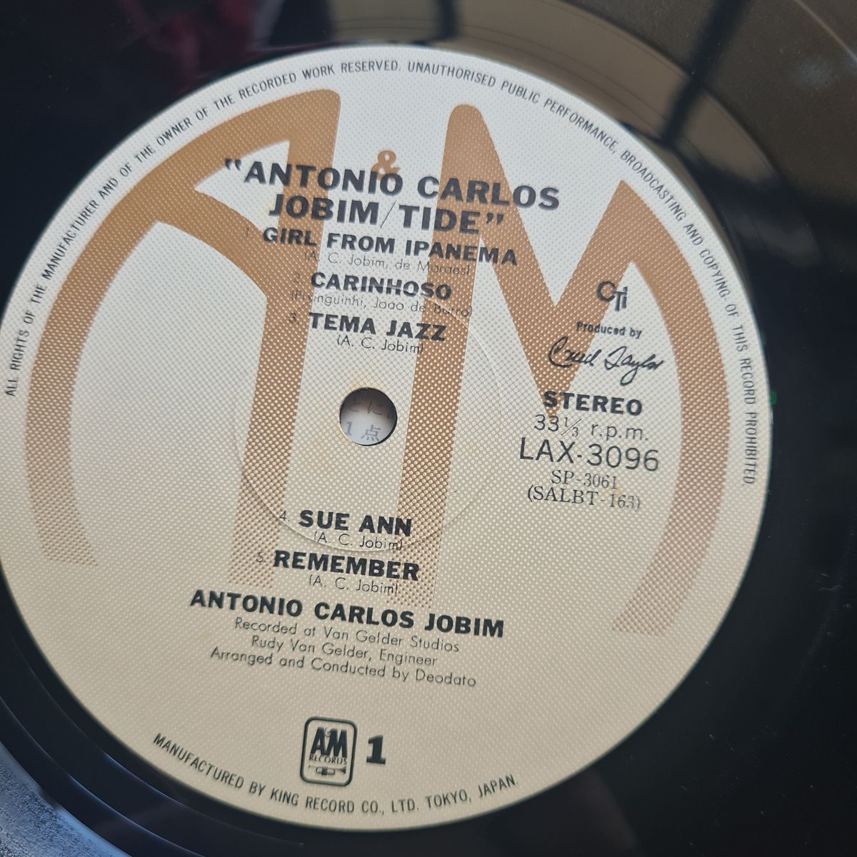 Antonio Carlos Jobim – Tide - 1970 (1976 Japanese pressing) - Vinyl Record LP 🇧🇷