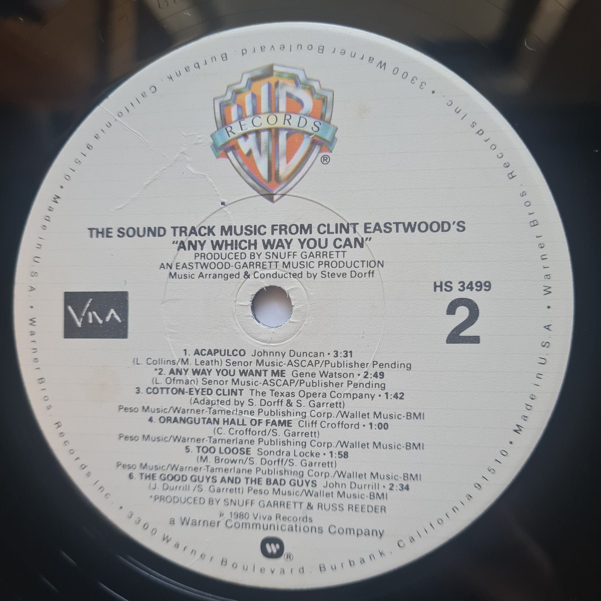 Any Which Way You Can – Original Soundtrack Music From Clint Eastwood's Film - 1980 - Vinyl Record LP - Sound Hound Records