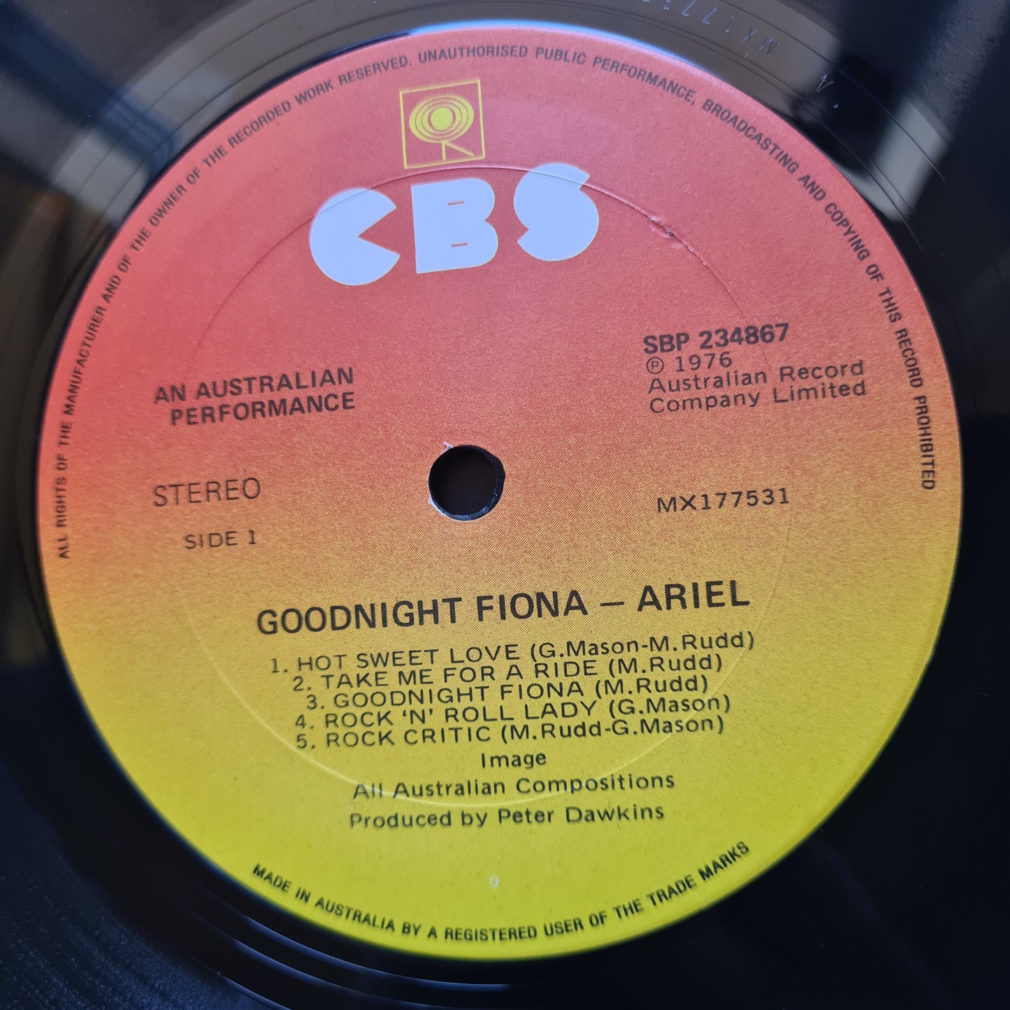 Ariel – Goodnight Fiona - 1976 - Vinyl Record LP - Sound Hound Records