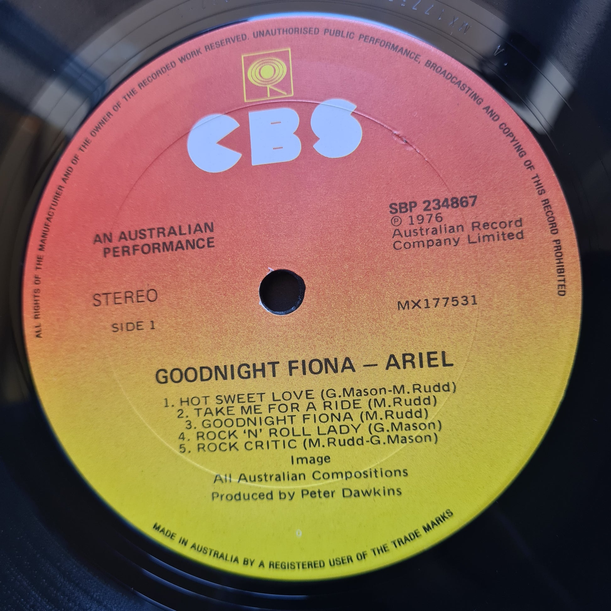 Ariel – Goodnight Fiona - 1976 - Vinyl Record LP - Sound Hound Records