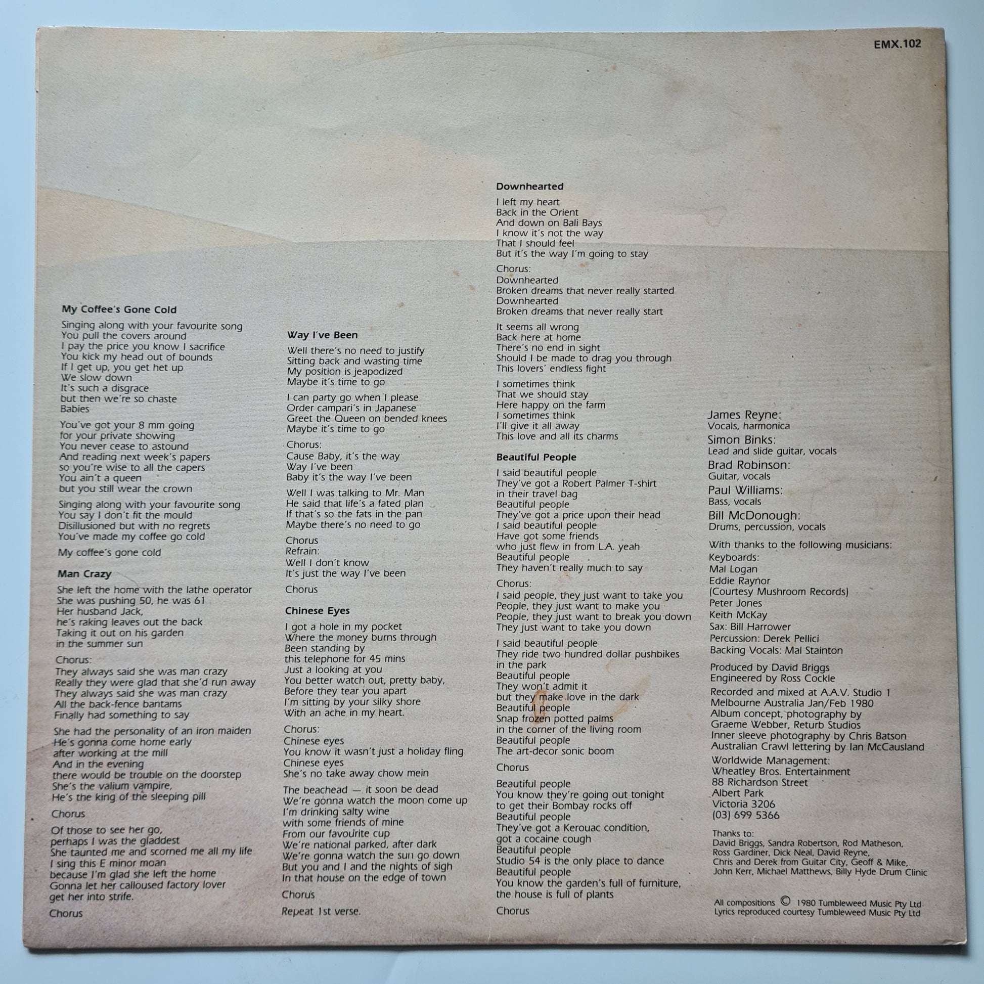 Australian Crawl – Boys Light Up - 1980 - Vinyl Record LP - Sound Hound Records