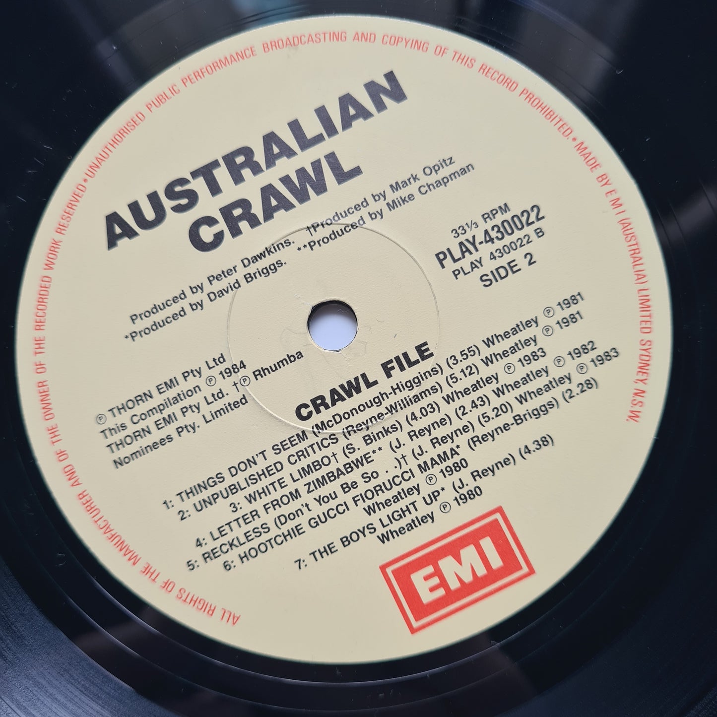 Australian Crawl – Crawl File (Greatest Hits) - 1984 - Vinyl Record LP - Sound Hound Records