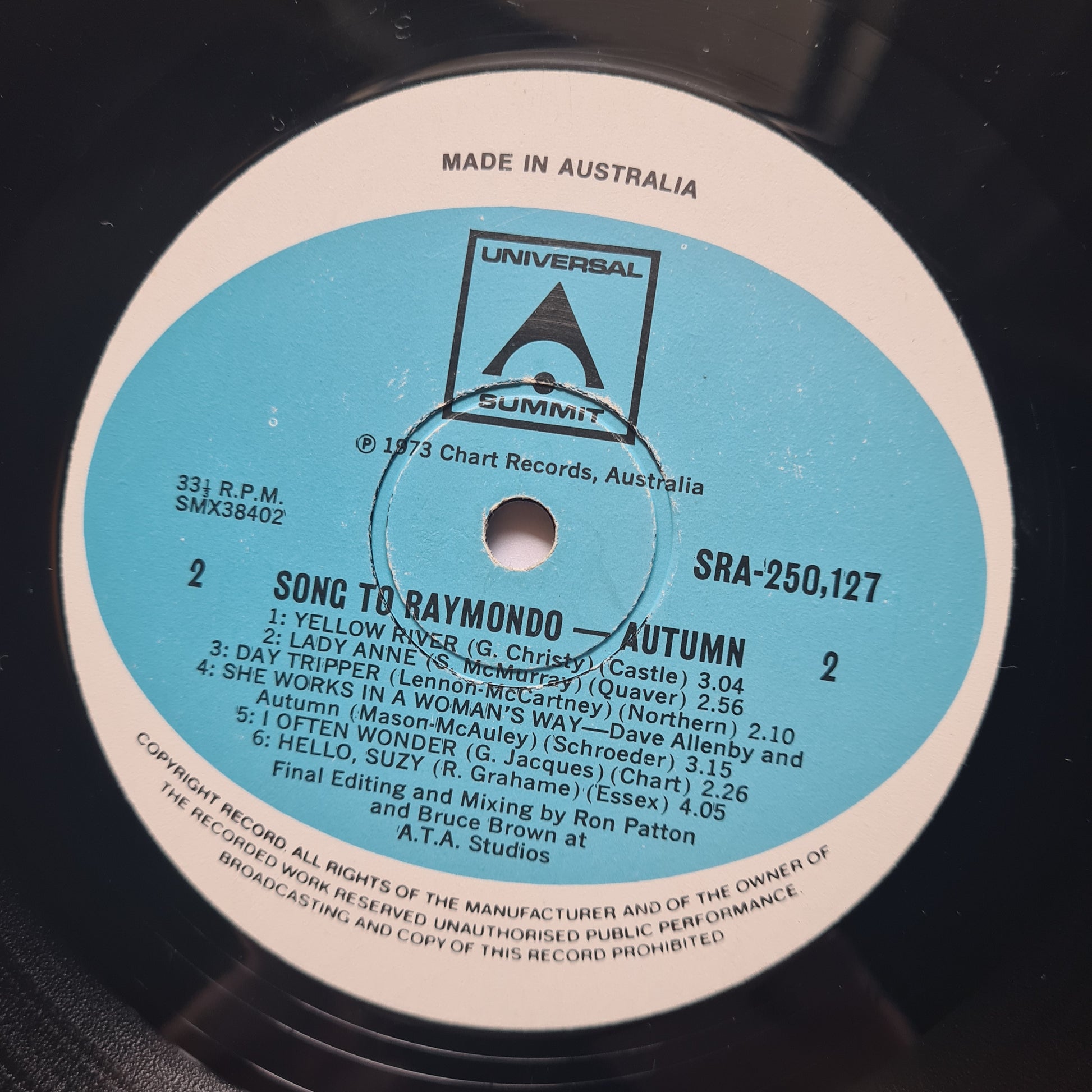 Autumn – Song To Raymondo - 1971 (1973 second pressing) - Vinyl Record LP - Sound Hound Records