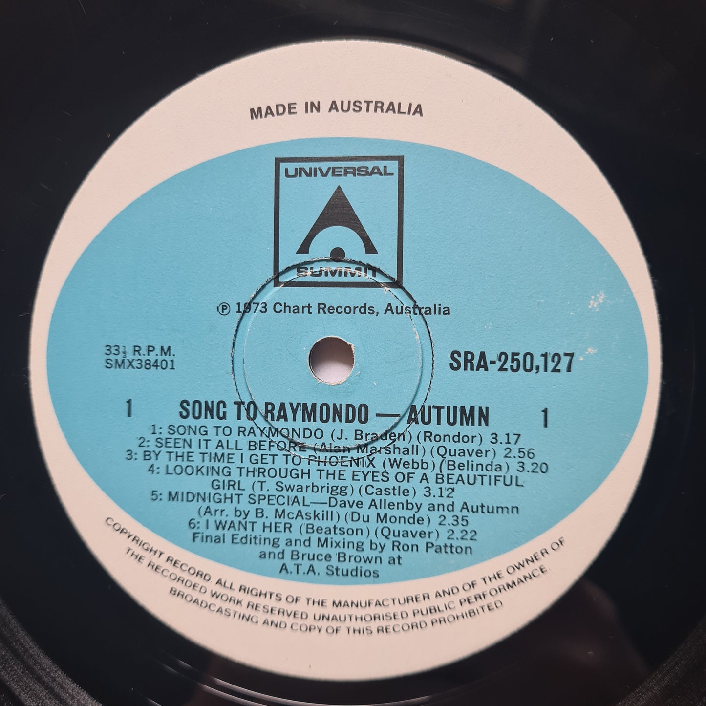 Autumn – Song To Raymondo - 1971 (1973 second pressing) - Vinyl Record LP - Sound Hound Records