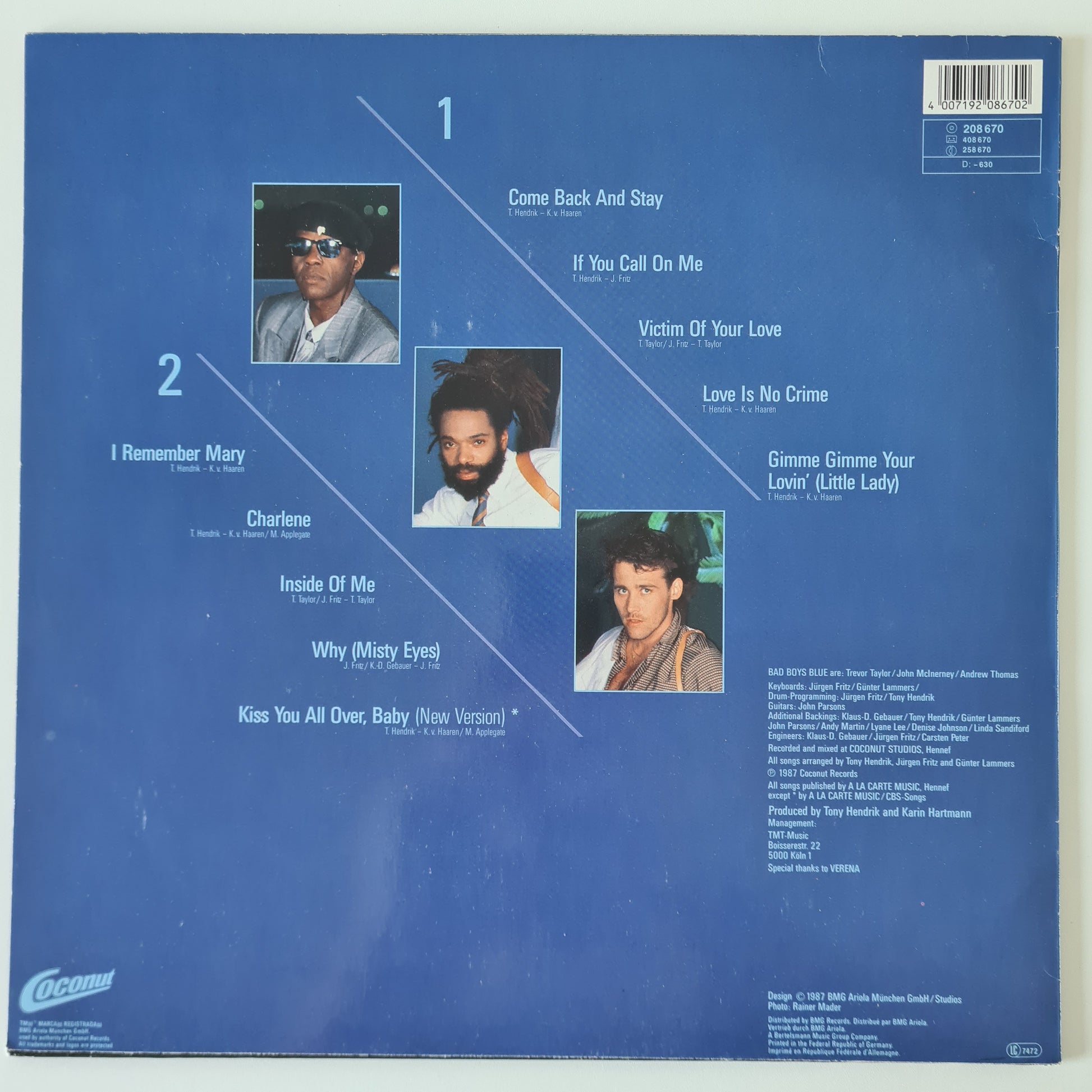 Bad Boys Blue  – Love Is No Crime - 1987 (European Pressing) - Vinyl Record LP - Sound Hound Records