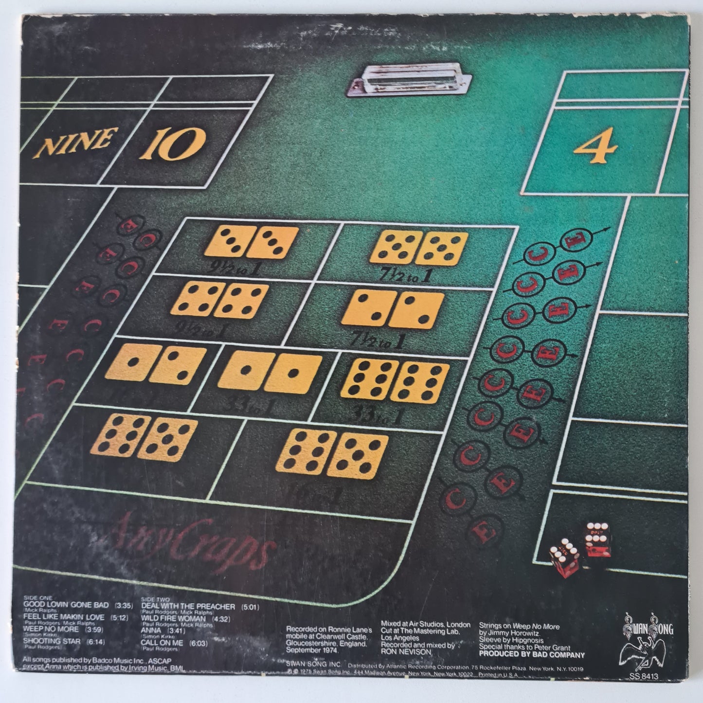 Bad Company – Straight Shooter - 1975 (USA Pressing) - Vinyl Record LP - Sound Hound Records