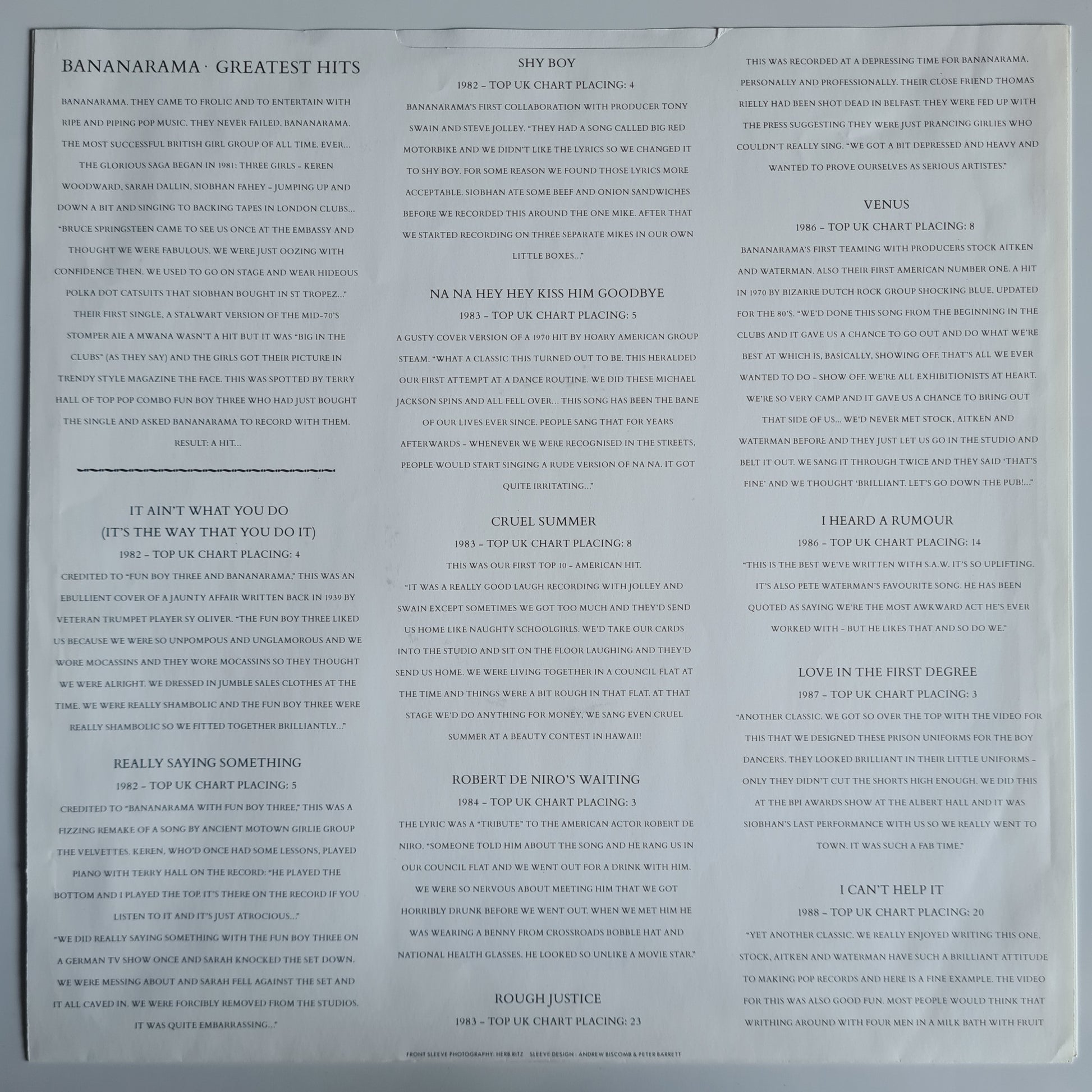Bananarama – The Greatest Hits Collection - 1988 (UK Pressing) - Vinyl Record LP - Sound Hound Records