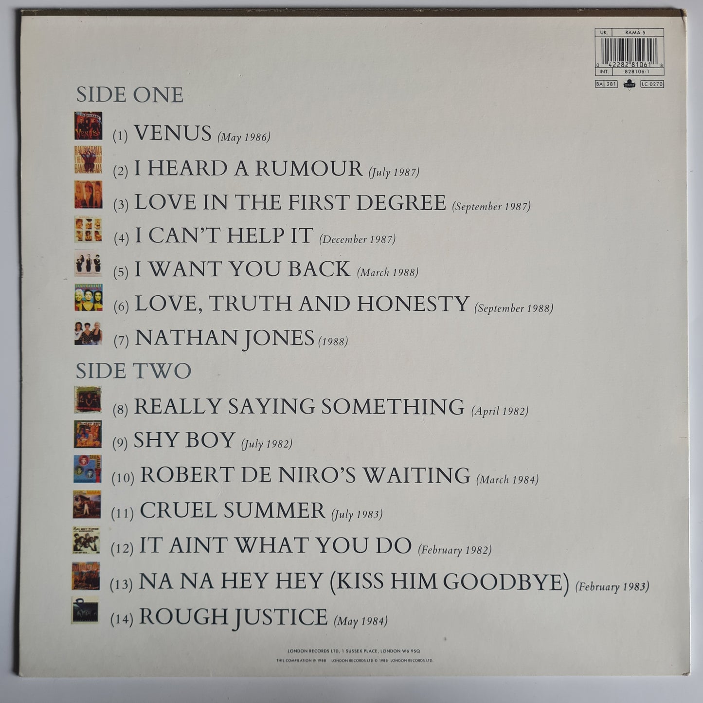 Bananarama – The Greatest Hits Collection - 1988 (UK Pressing) - Vinyl Record LP - Sound Hound Records