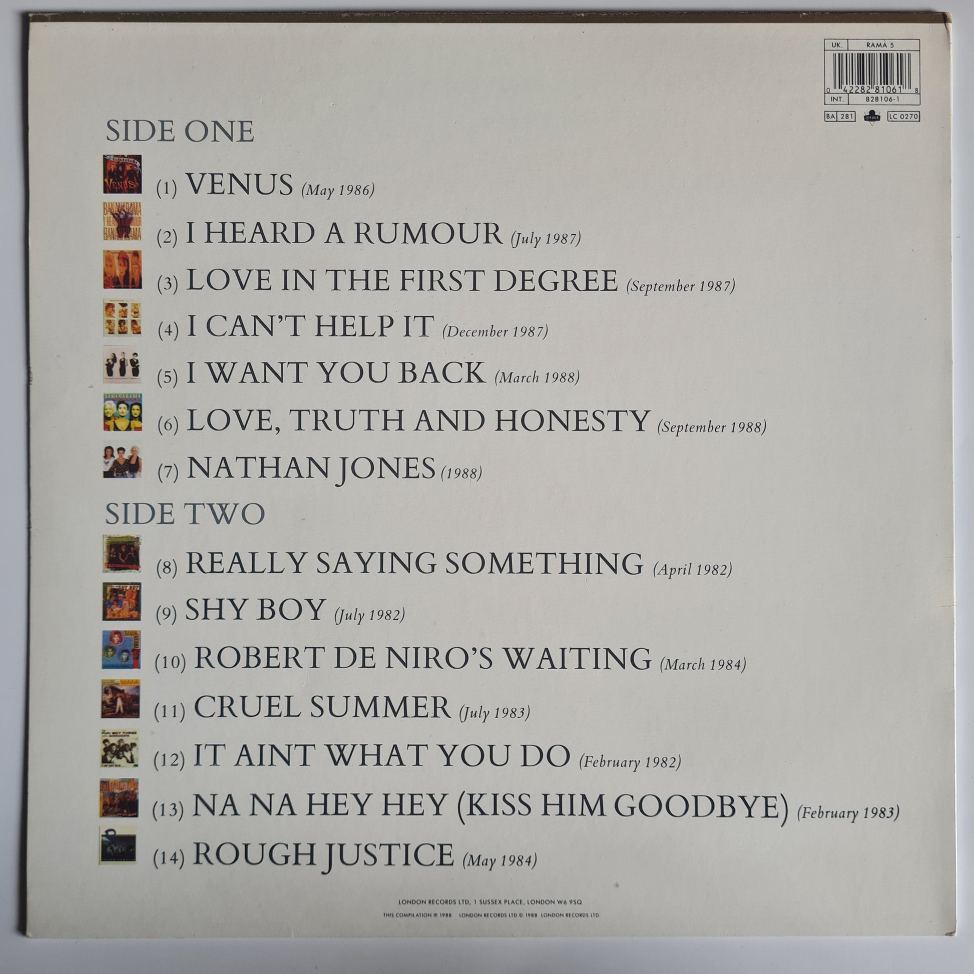 Bananarama – The Greatest Hits Collection - 1988 (UK Pressing) - Vinyl Record LP - Sound Hound Records