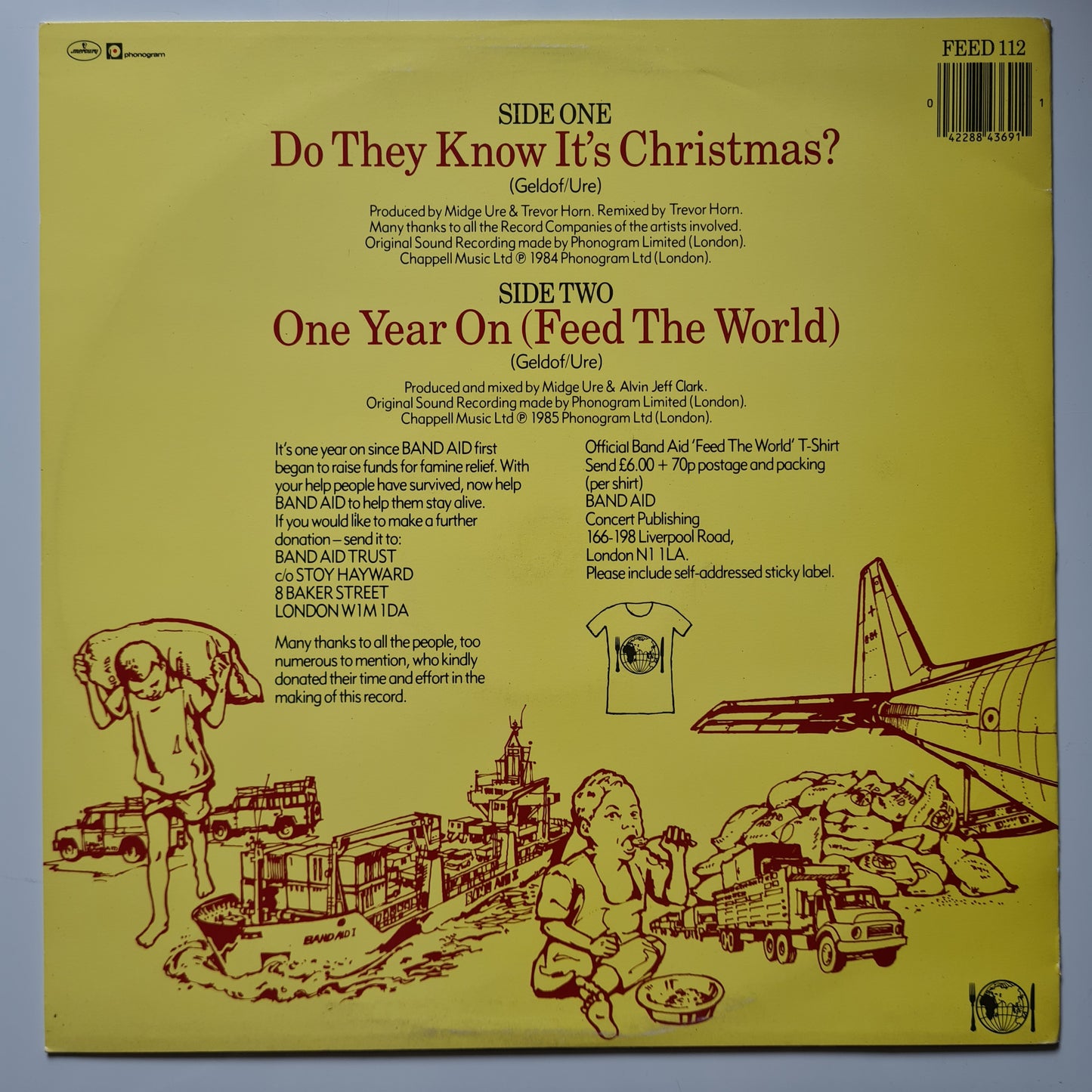 Band Aid – Do They Know It's Christmas?/ One Year On - 1984 (1985 UK Pressing) - Vinyl Record (12inch Single) - Sound Hound Records