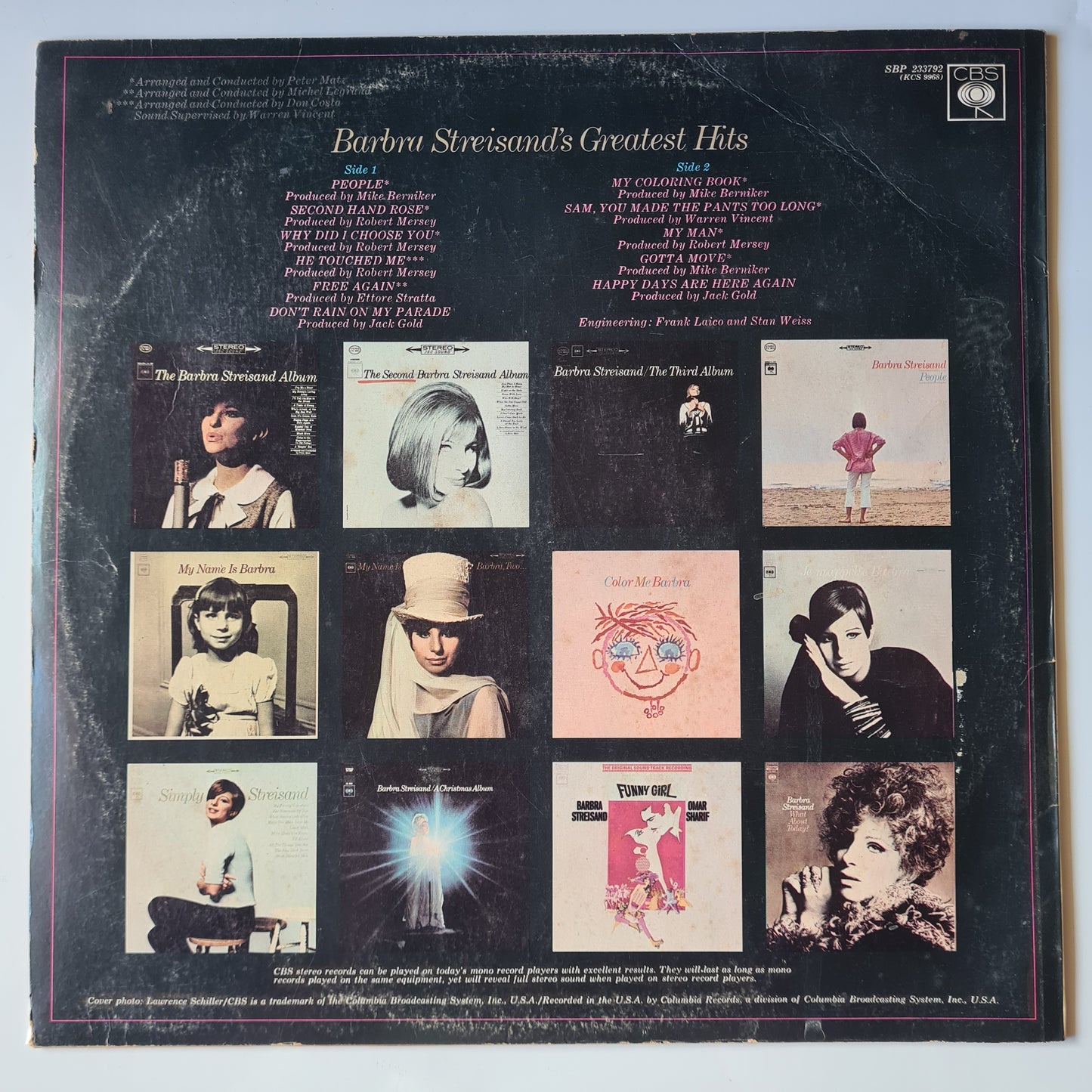 Barbara Streisand – Barbra Streisand's Greatest Hits - 1970 - Vinyl Record LP - Sound Hound Records