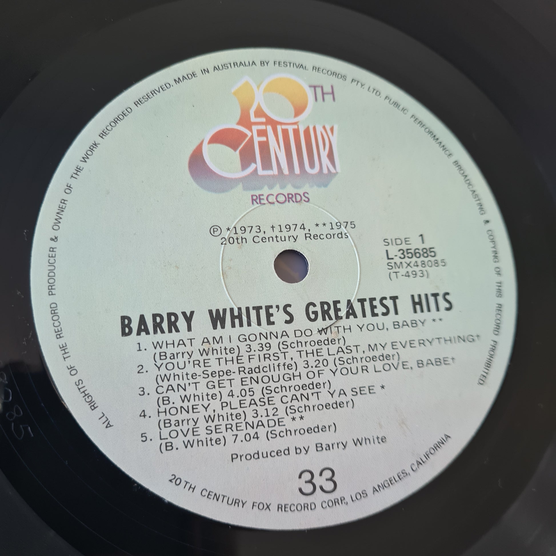 Barry White – Barry White's Greatest Hits - 1975 (1st Australian Pressing- embossed cover) - Vinyl Record LP (near mint) - Sound Hound Records