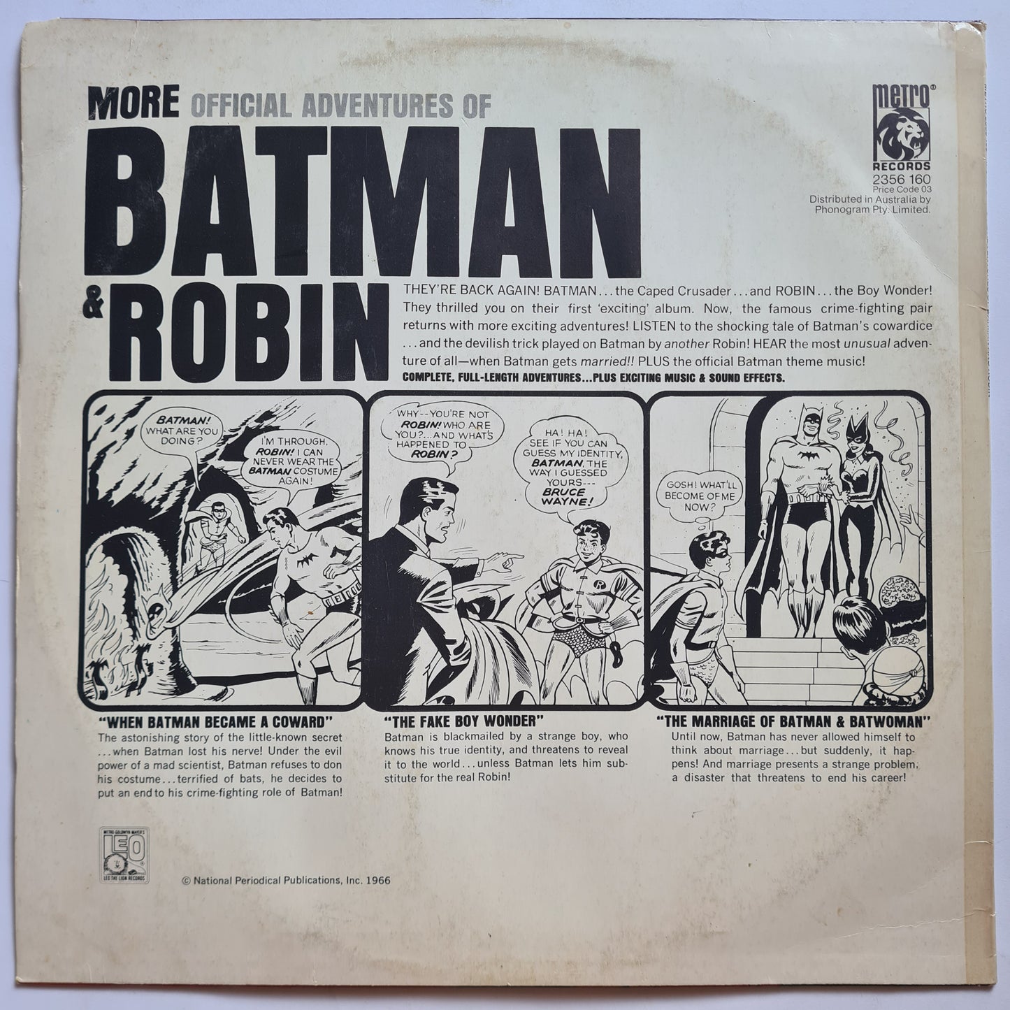 Batman & Robin – More Official Adventures Of Batman & Robin - 1975 - Vinyl Record LP (near mint) - Sound Hound Records