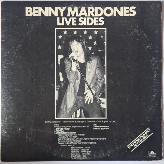 Benny Mardones – Live Sides - 1980 (Promotional Only Copy) - Vinyl Record LP - Sound Hound Records