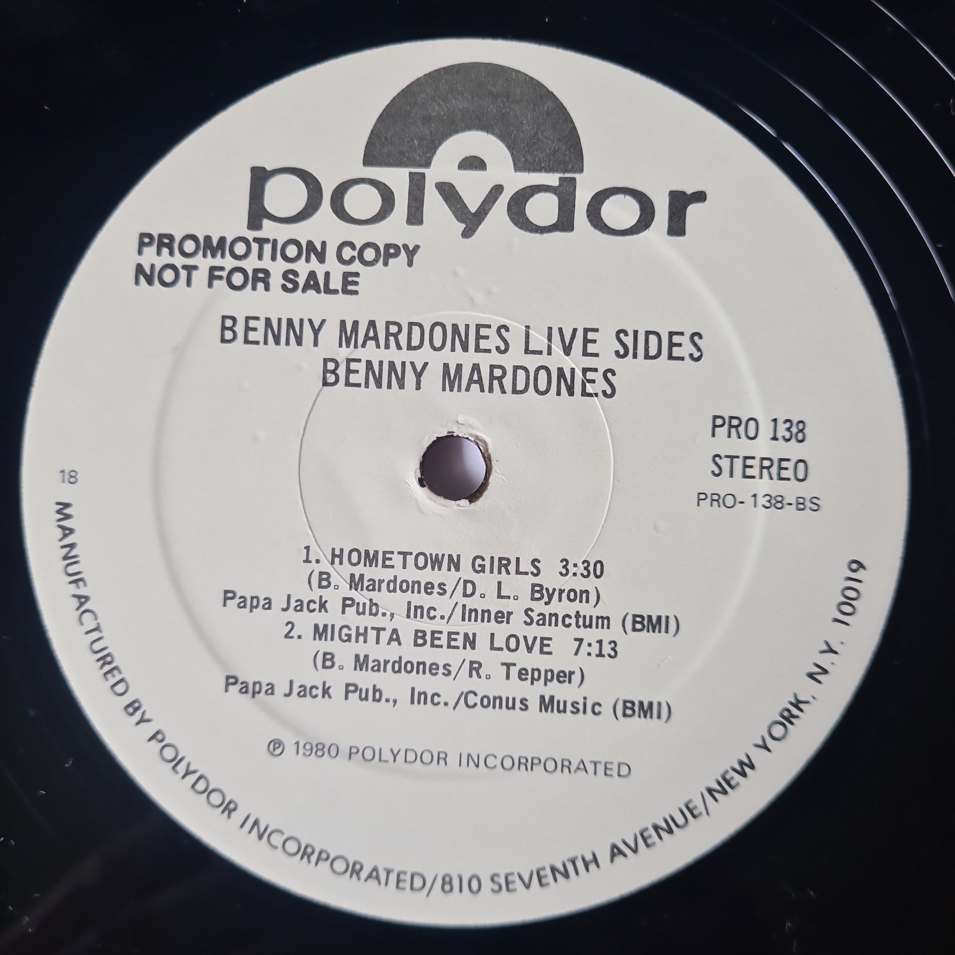 Benny Mardones – Live Sides - 1980 (Promotional Only Copy) - Vinyl Record LP - Sound Hound Records