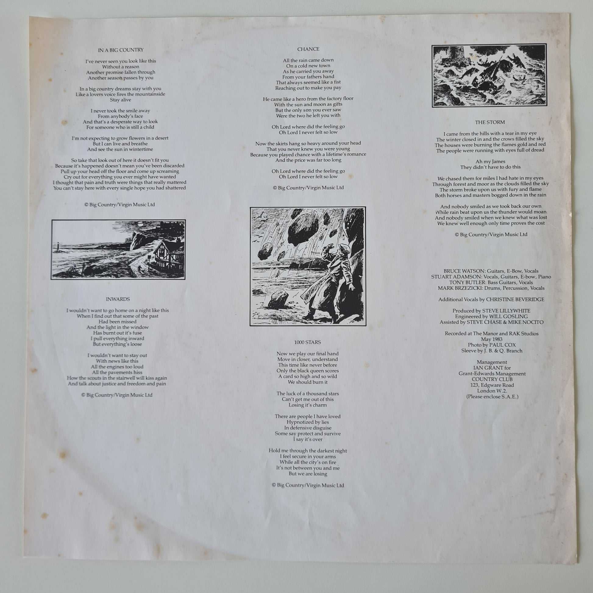 Big Country – The Crossing - 1983 - Vinyl Record LP - Sound Hound Records