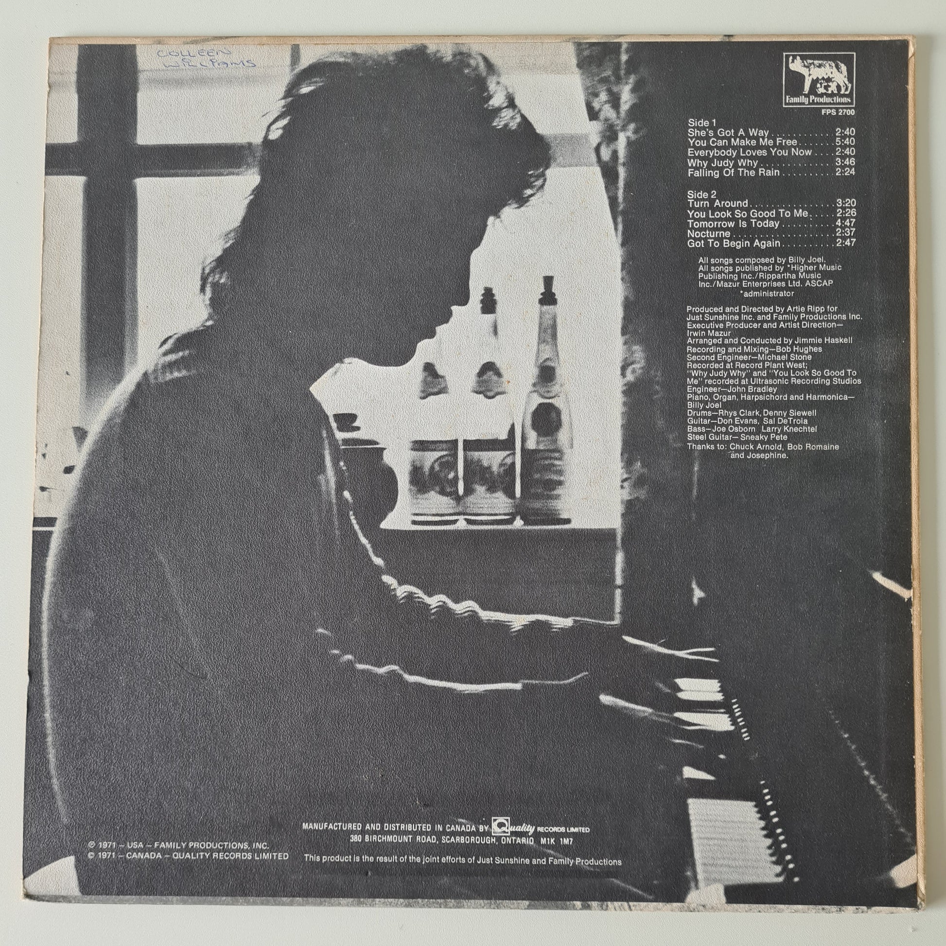 Billy Joel – Cold Spring Harbor (Debut Album) - 1971 (Canadian Pressing) - Vinyl Record LP - Sound Hound Records