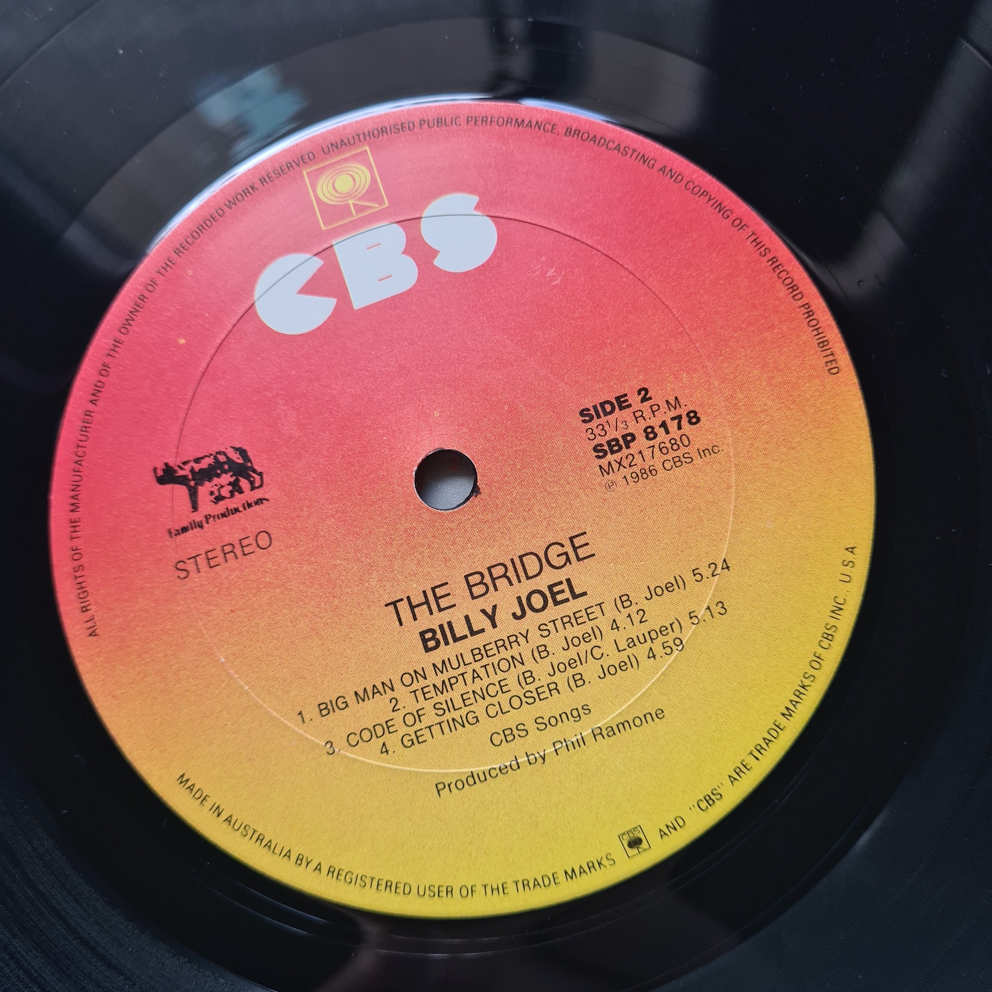 Billy Joel – The Bridge - 1986 - Vinyl Record LP - Sound Hound Records