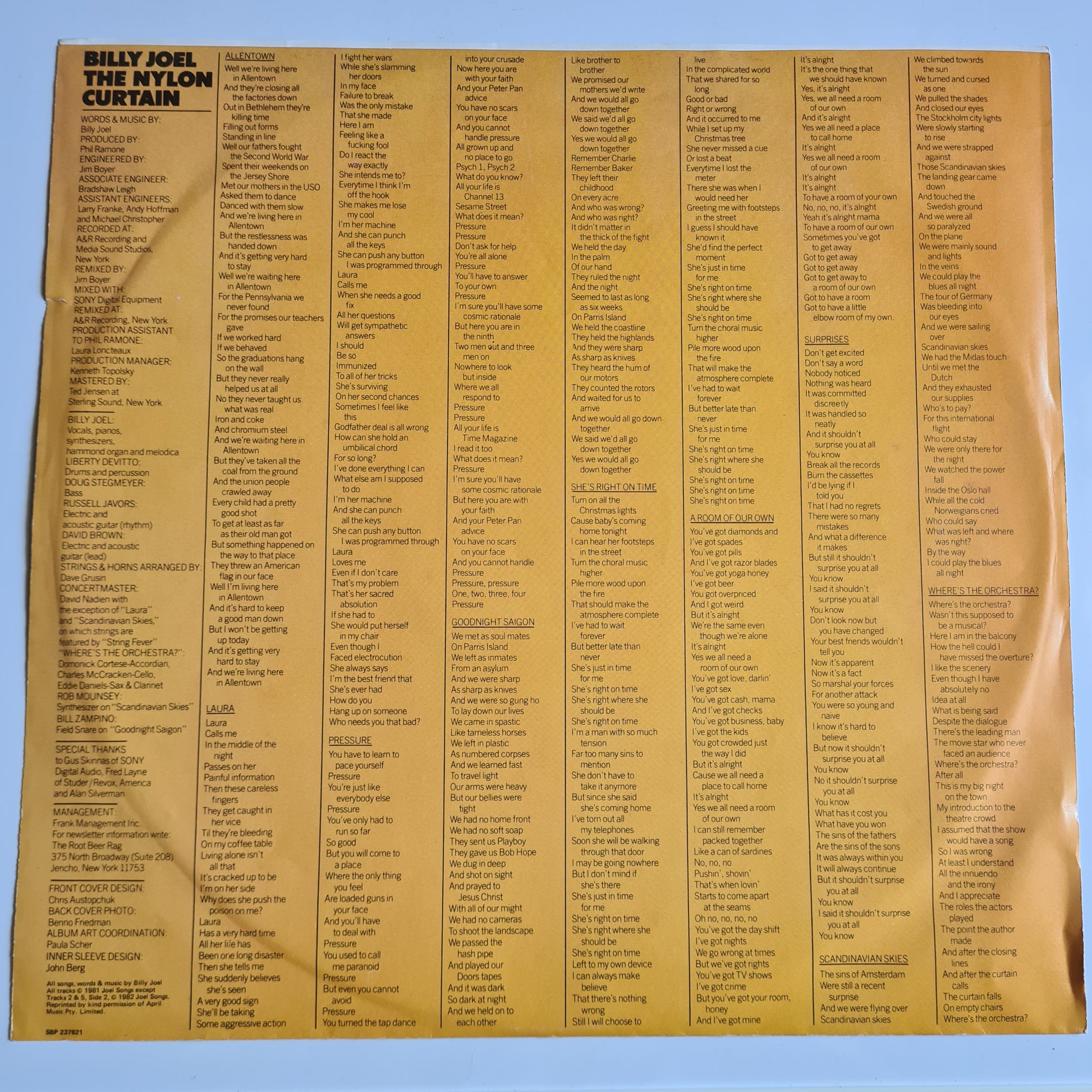 Billy Joel – The Nylon Curtain - 1982 - Vinyl Record LP - Sound Hound Records