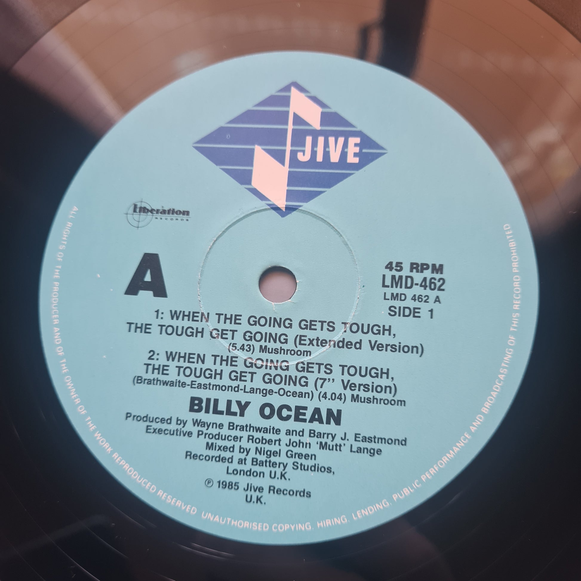 Billy Ocean – When The Going Gets Tough, The Tough Get Going - 1985 - Vinyl Record 12" Maxi Single - Sound Hound Records